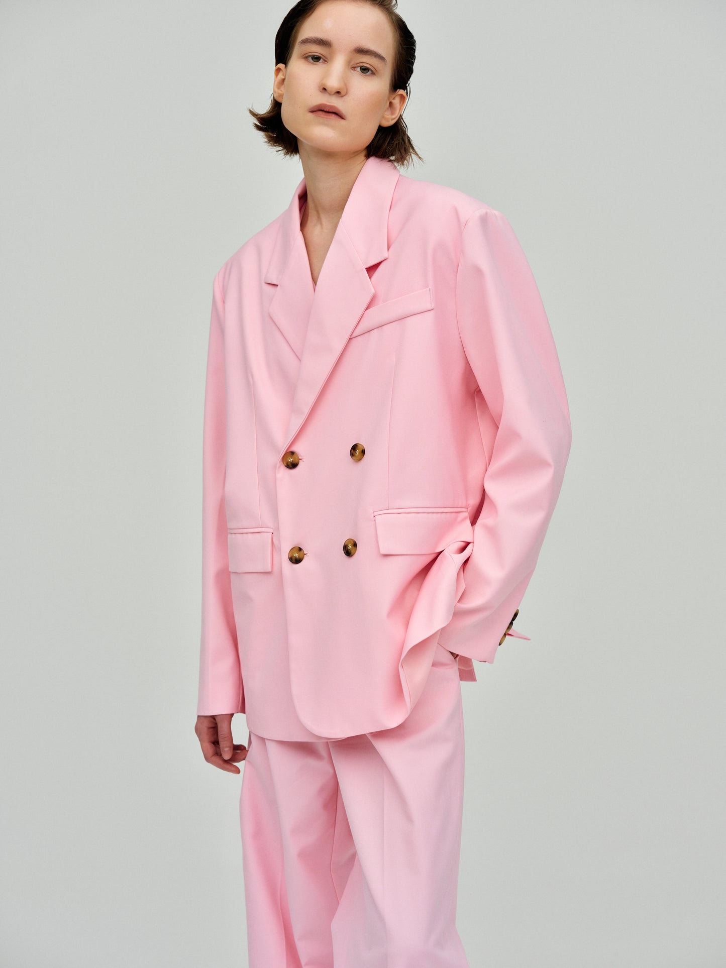 Double-Breasted Suit Blazer, Pink