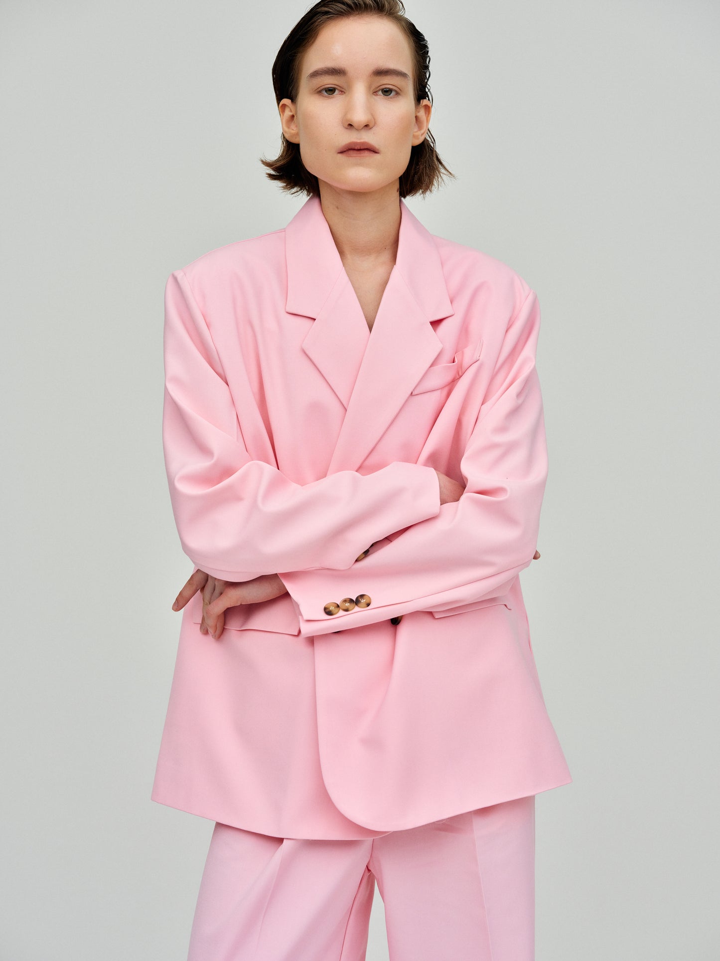 Double-Breasted Suit Blazer, Pink
