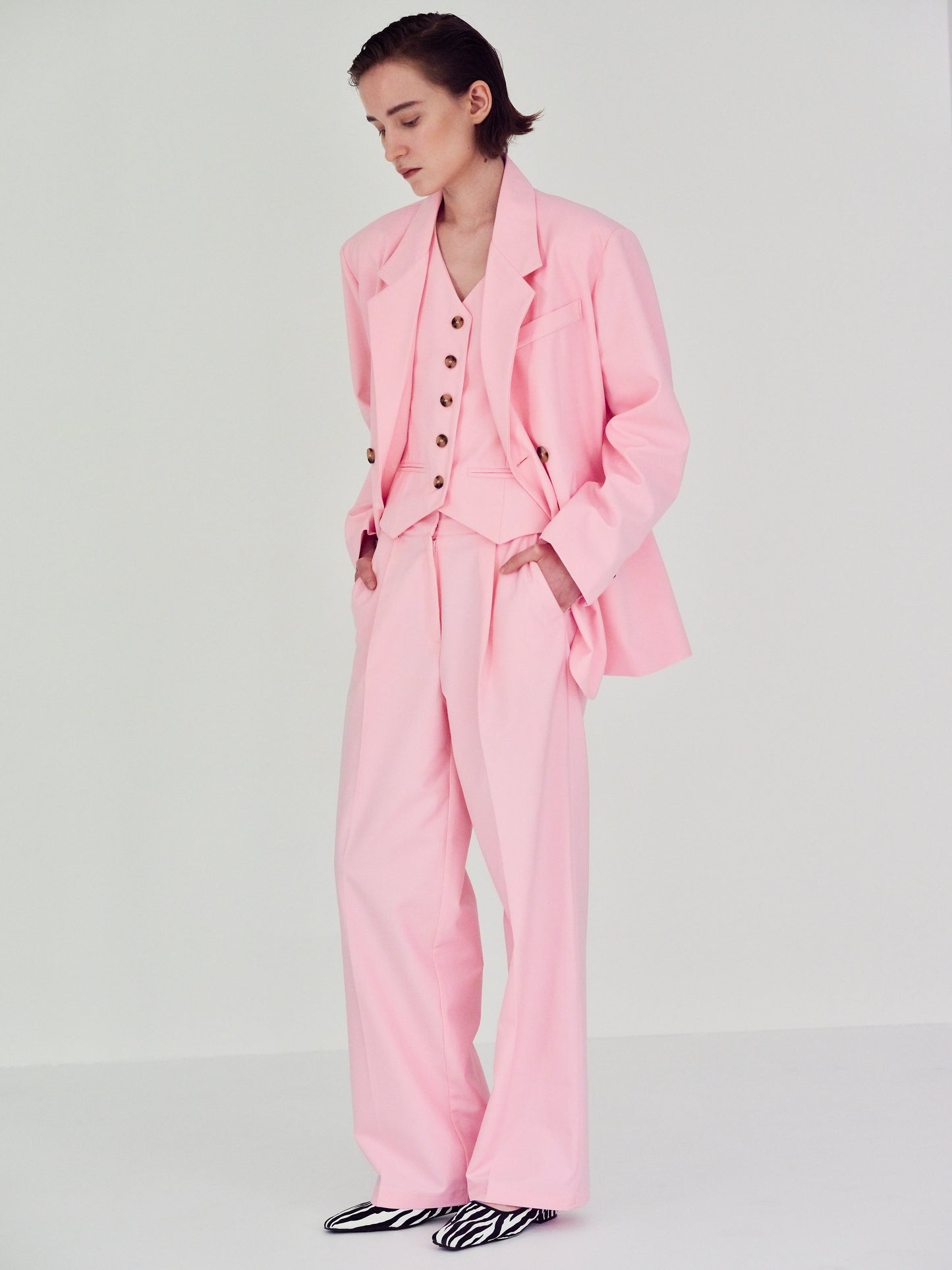 Wide Suit Trousers, Pink