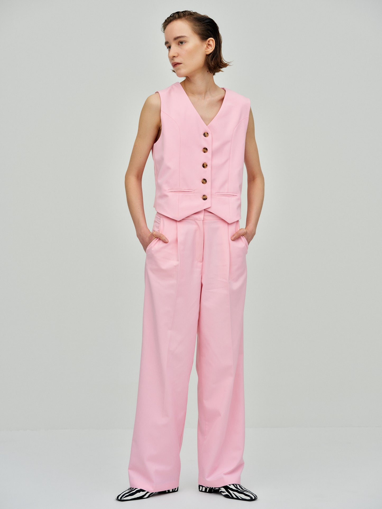 Wide Suit Trousers, Pink