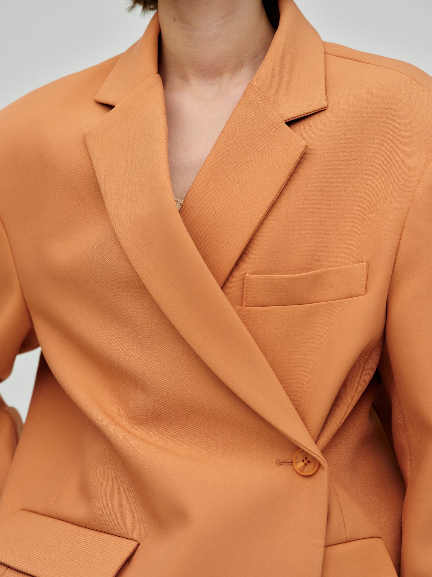 Boxy Cross-Over Blazer, Squash