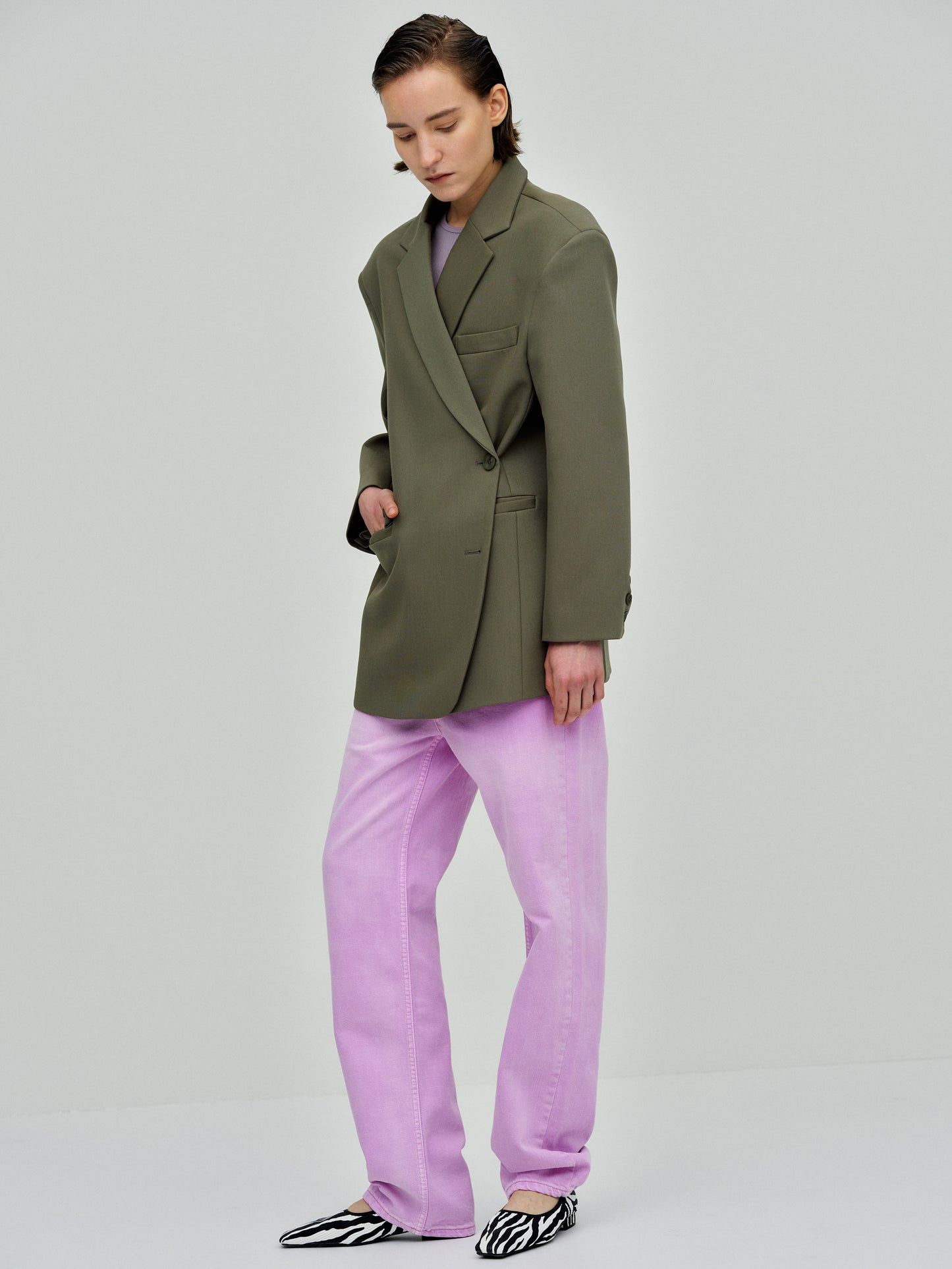 Boxy Cross-Over Blazer, Kalamata