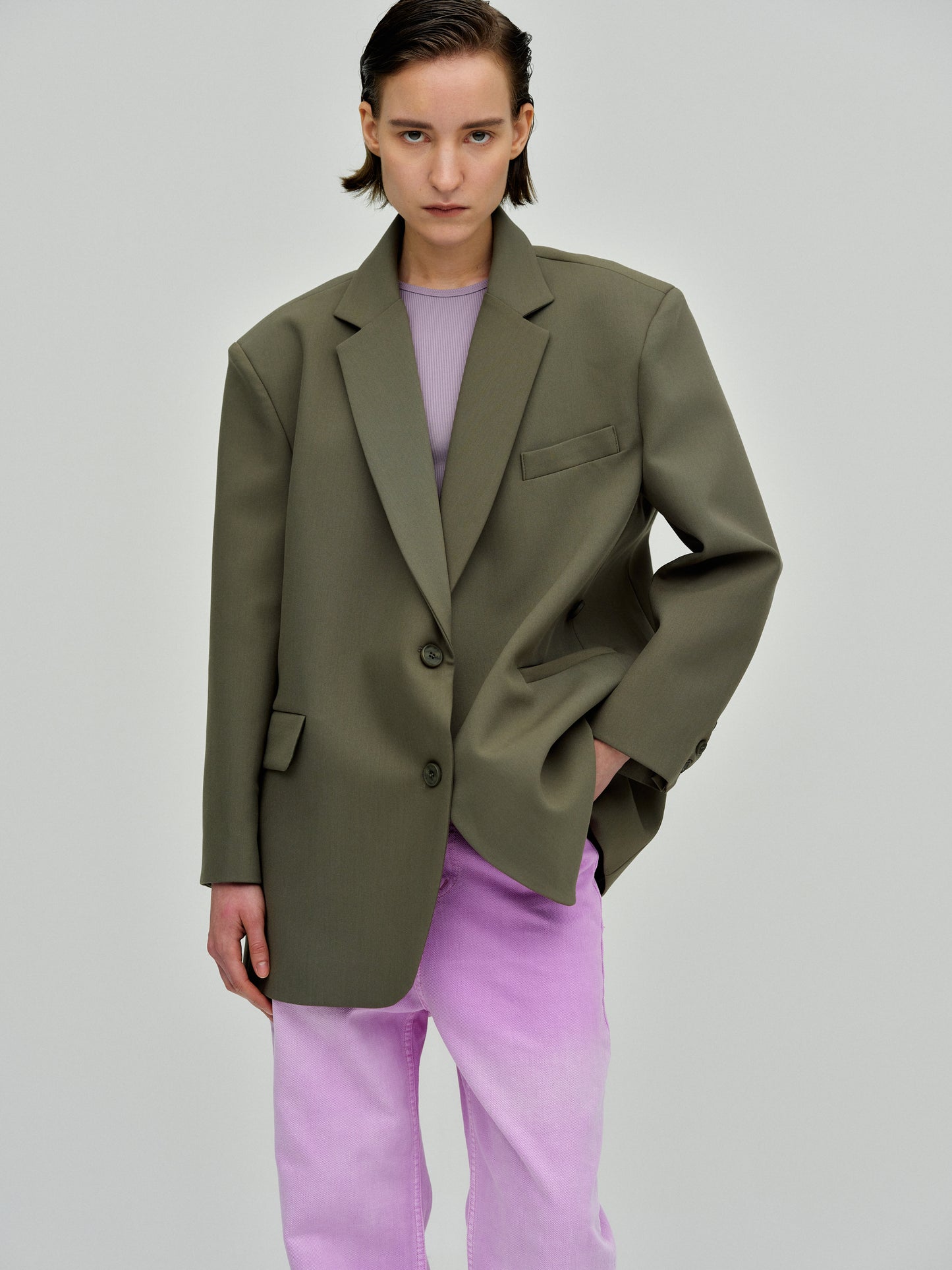 Boxy Cross-Over Blazer, Kalamata