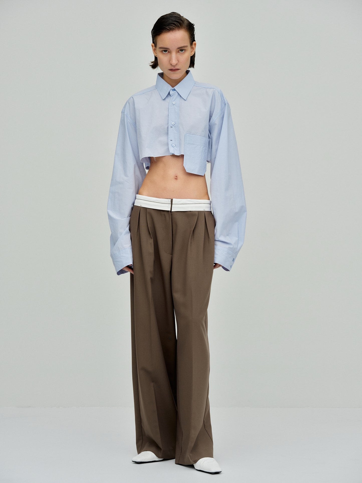 Boxy Cropped Shirt, Oxford