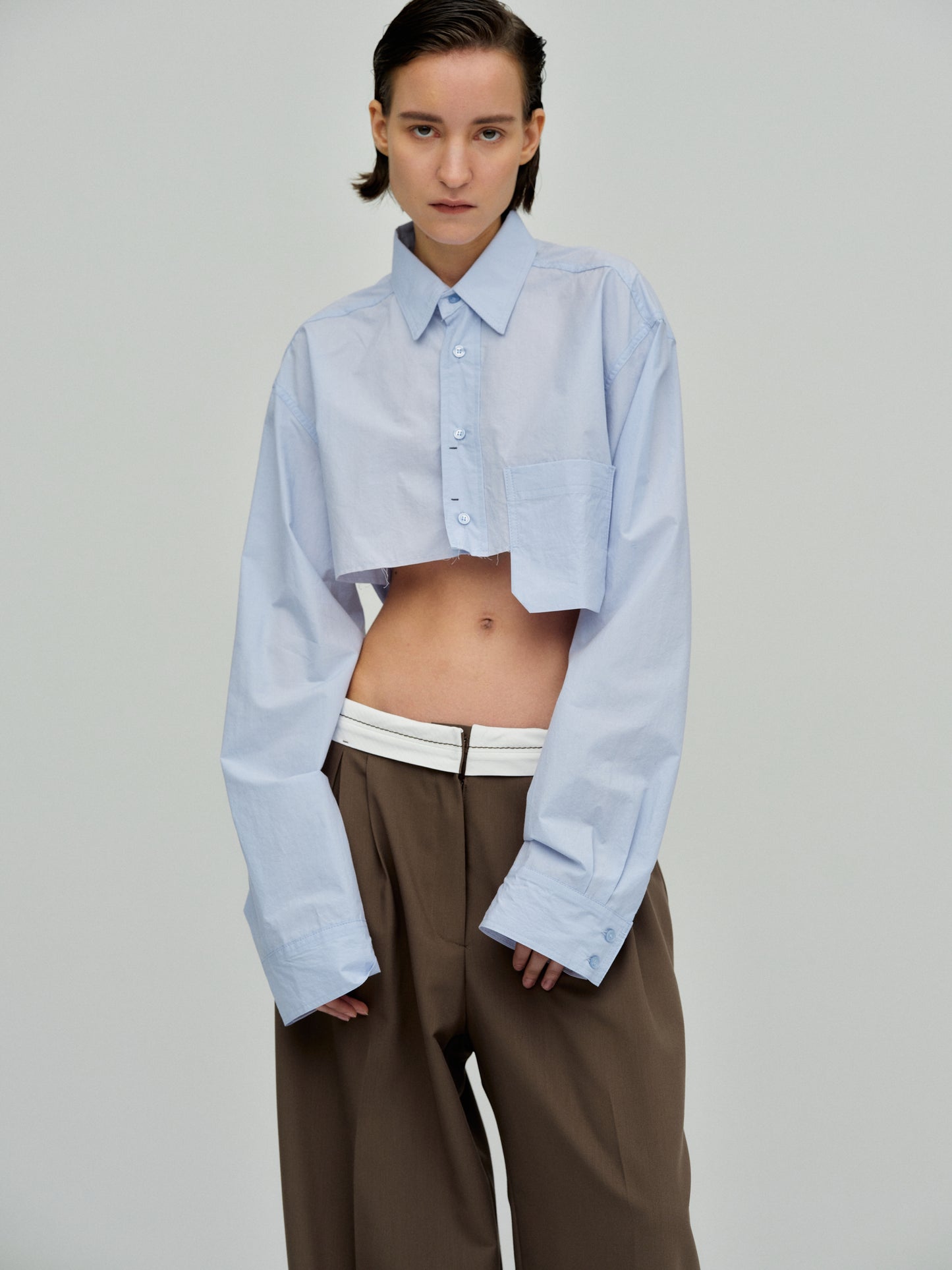 Boxy Cropped Shirt, Oxford