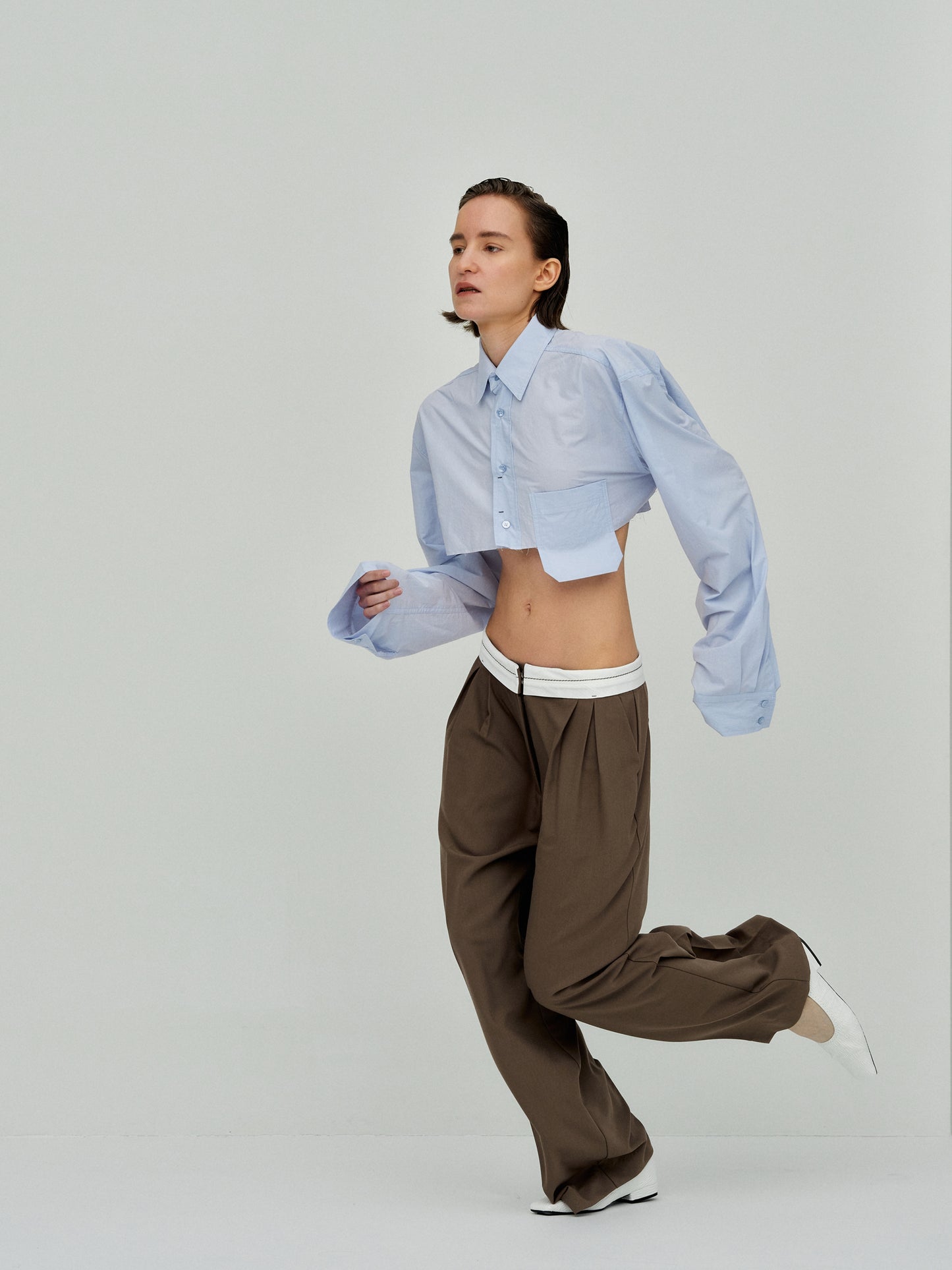 Boxy Cropped Shirt, Oxford