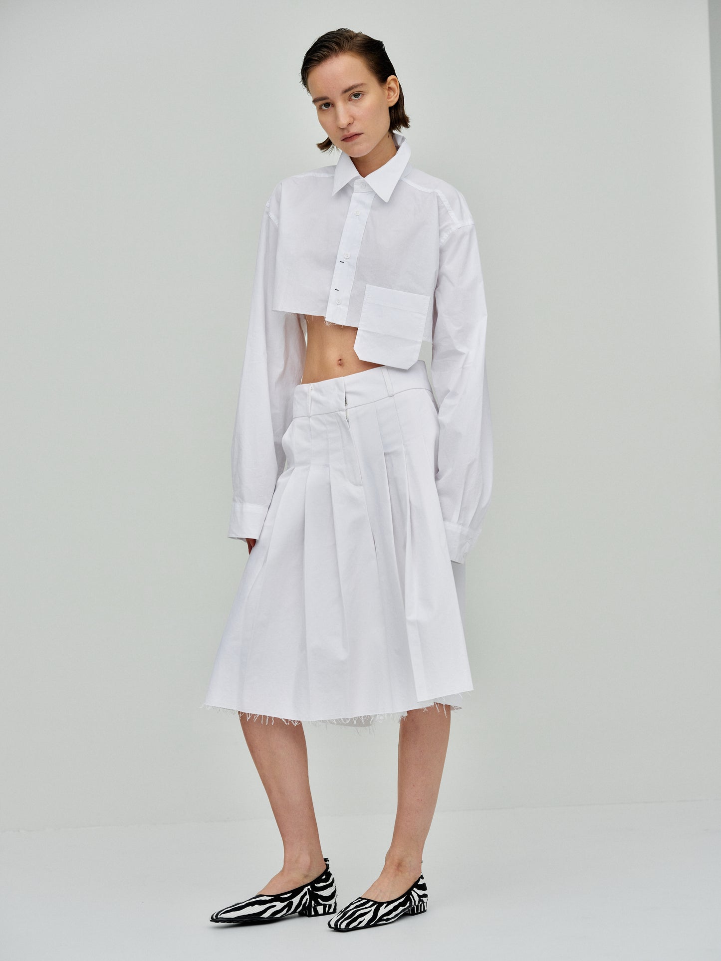 Boxy Cropped Shirt, White