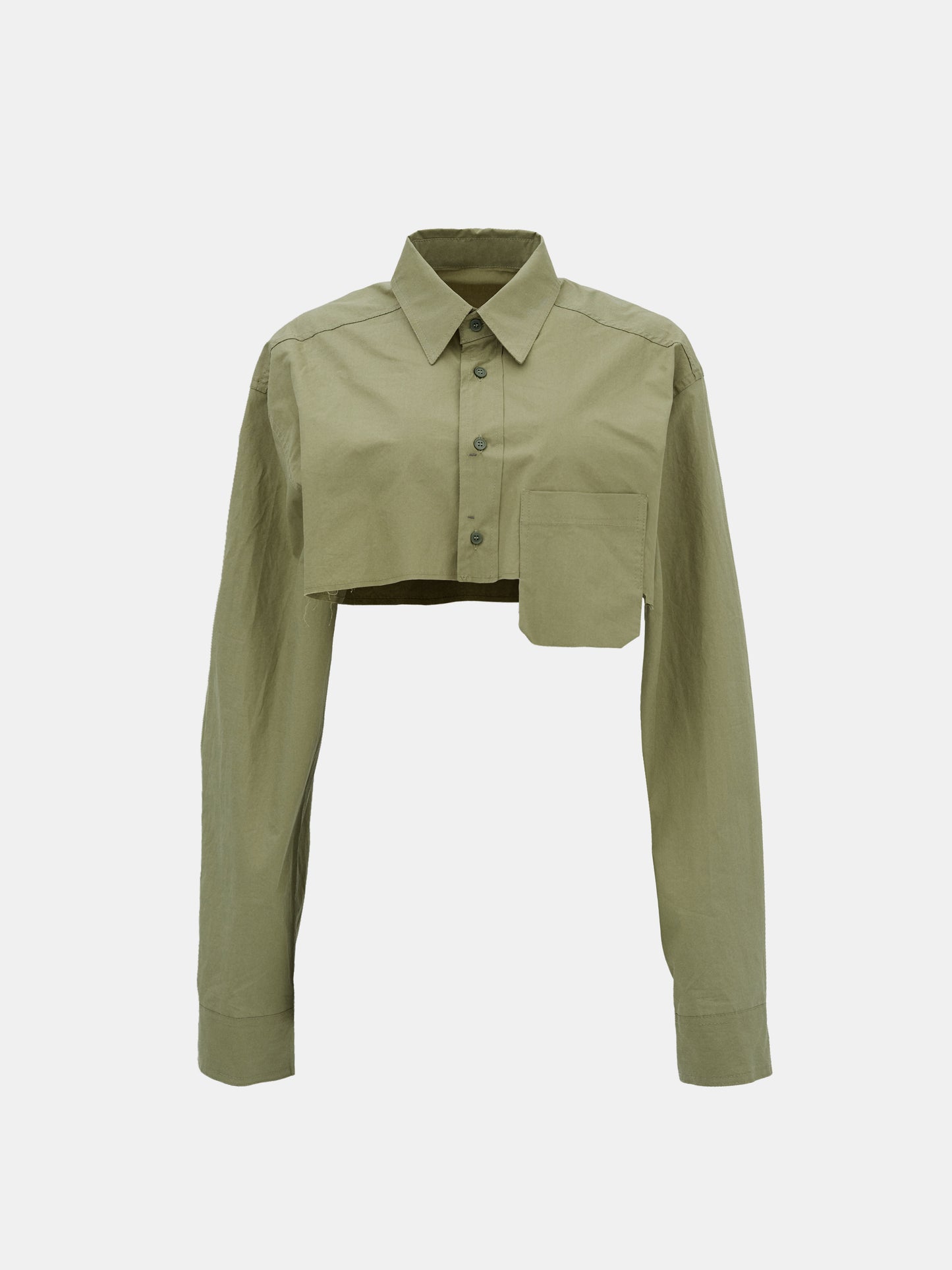 Boxy Cropped Shirt, Khaki