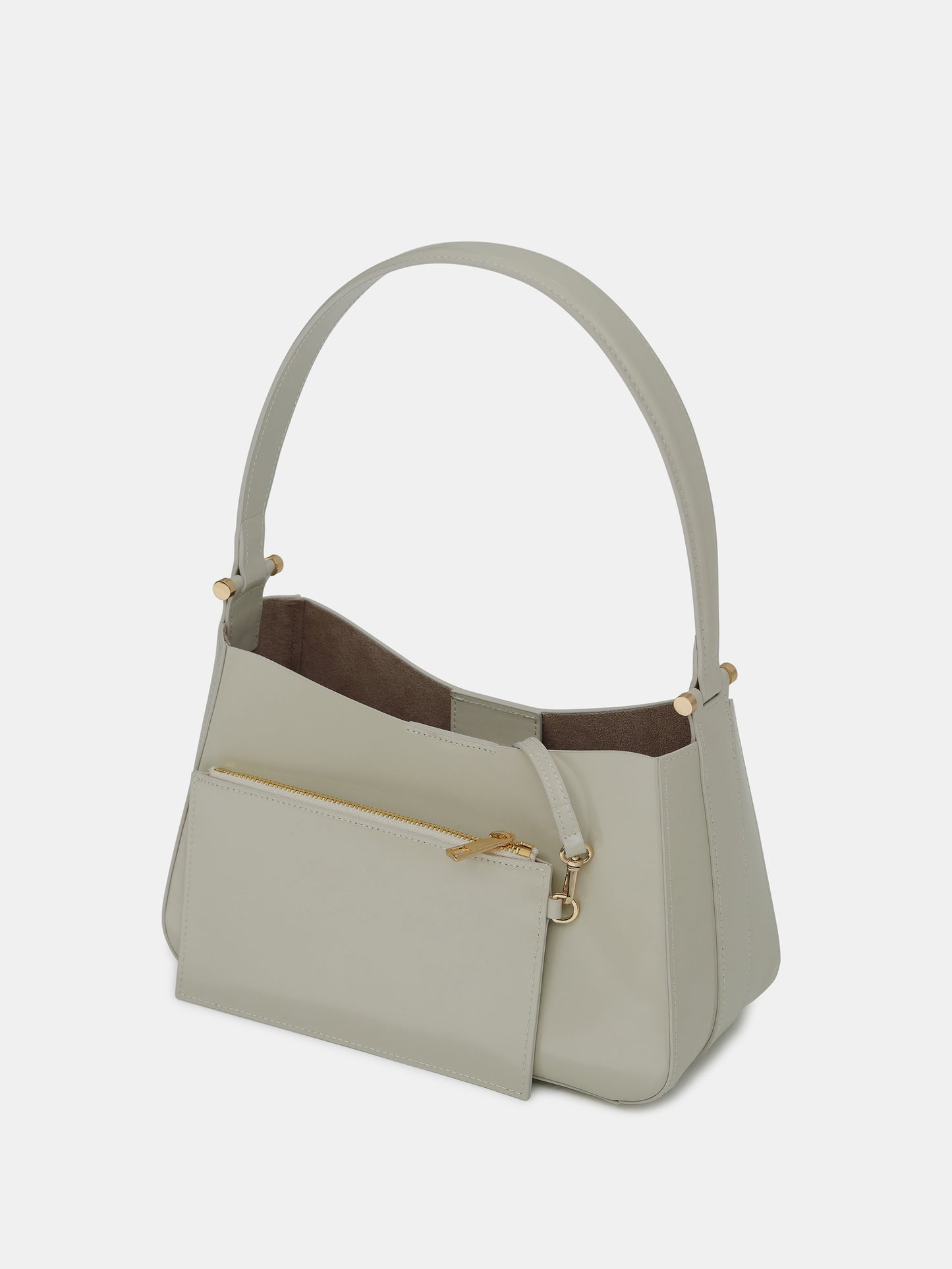 Leather Shoulder Bag, Oyster