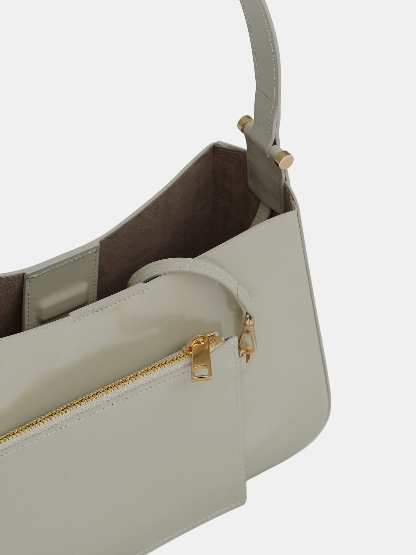 Leather Shoulder Bag, Oyster