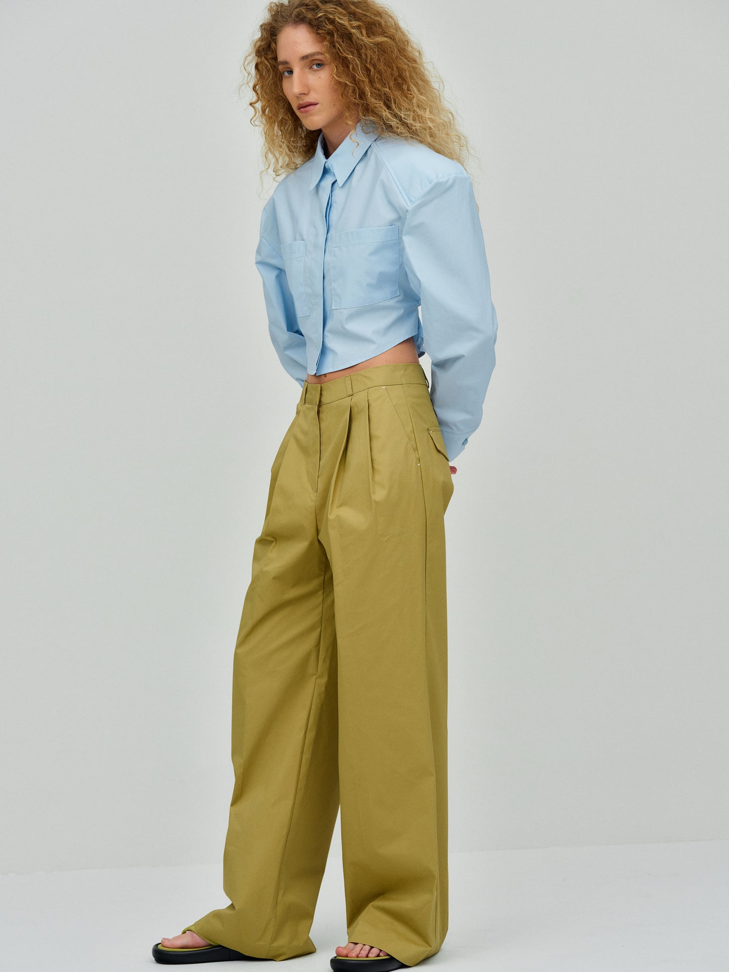 Tie-Back Oversized Pad Shirt, Cloud
