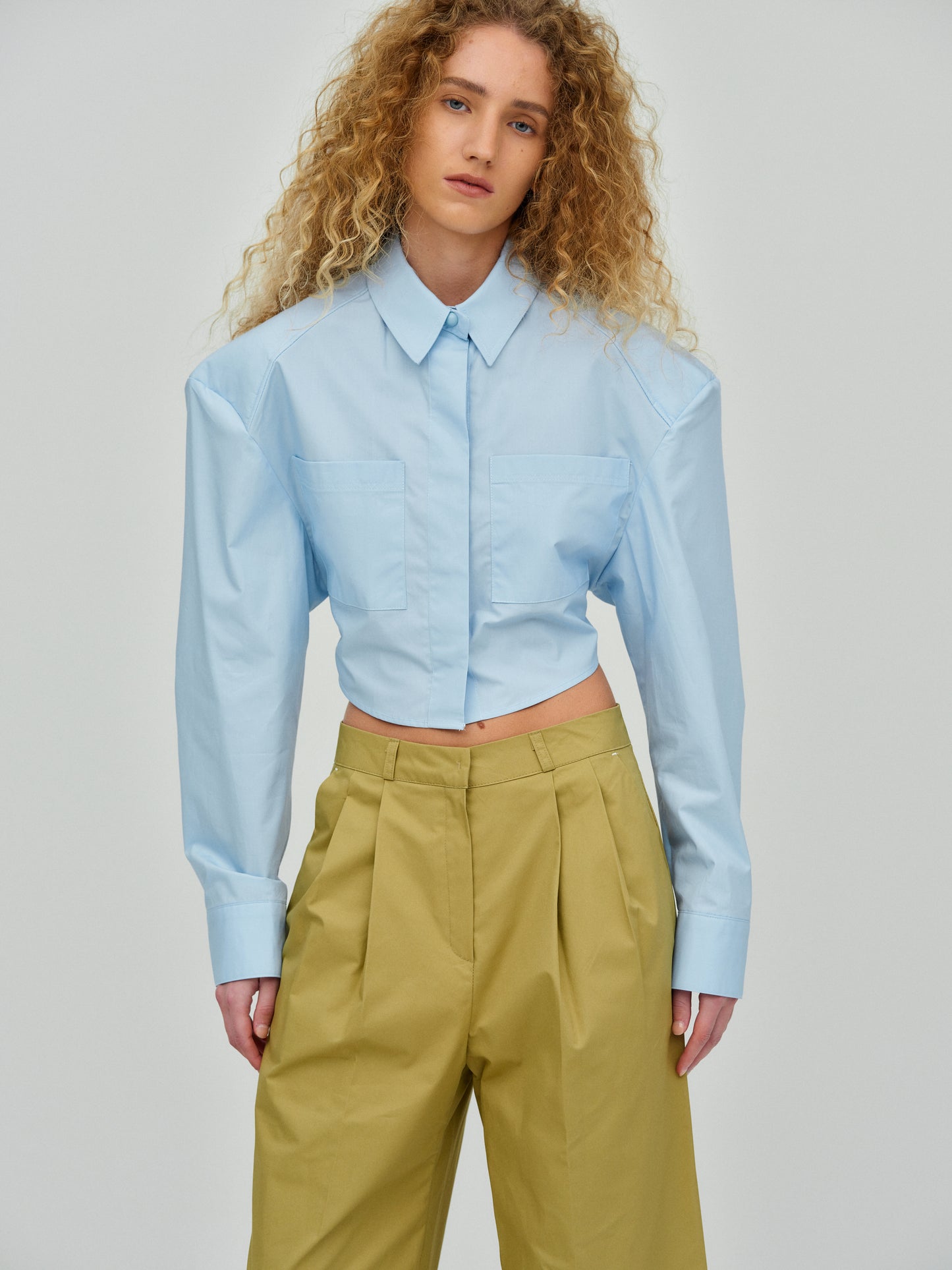 Tie-Back Oversized Pad Shirt, Cloud