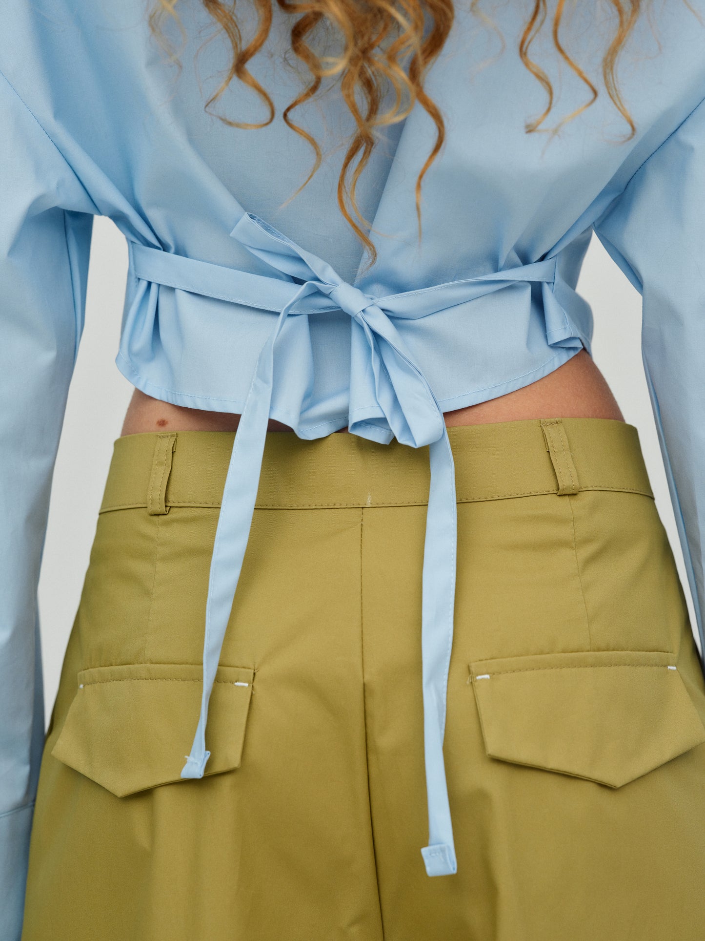 Tie-Back Oversized Pad Shirt, Cloud