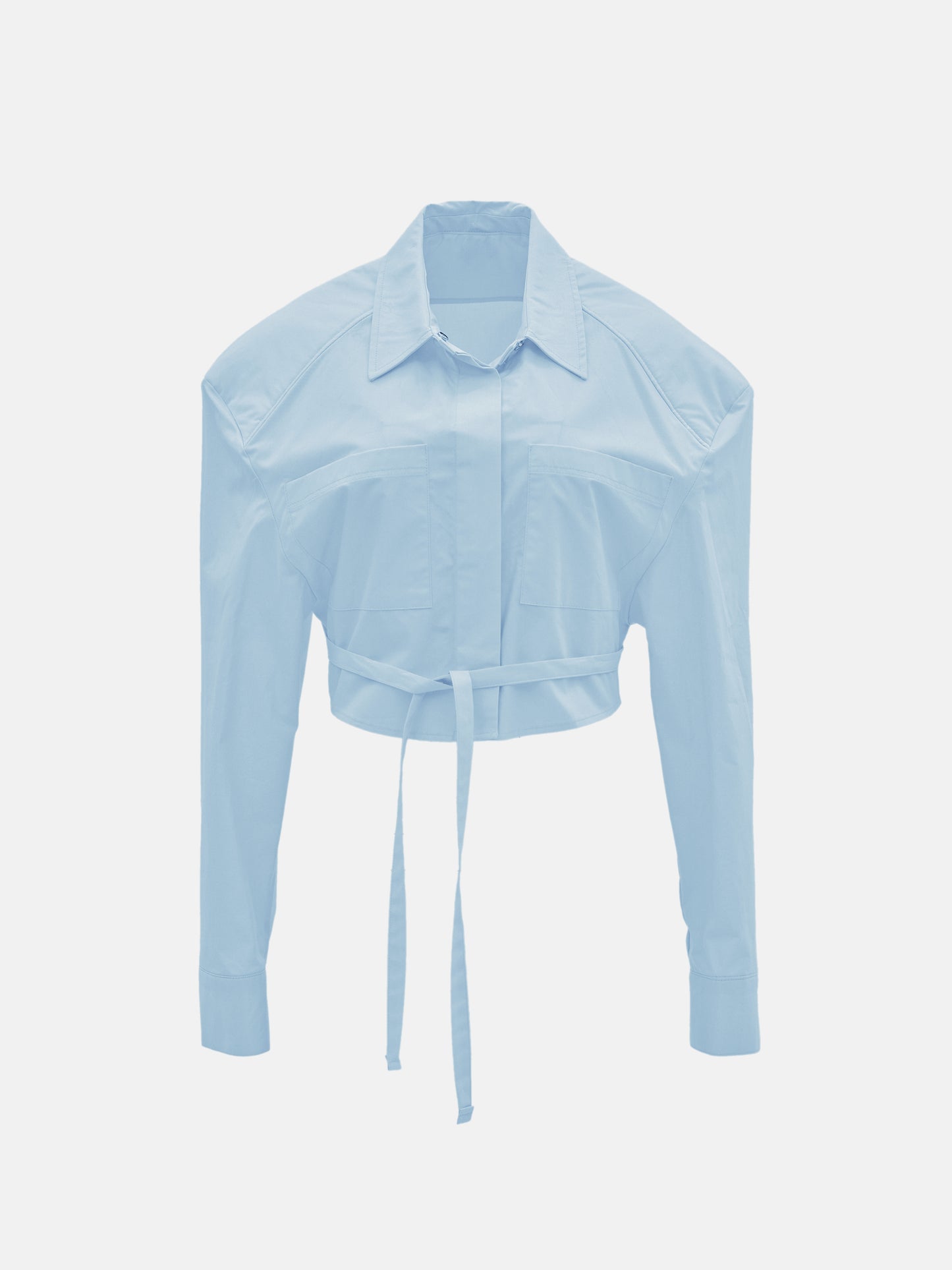 Tie-Back Oversized Pad Shirt, Cloud