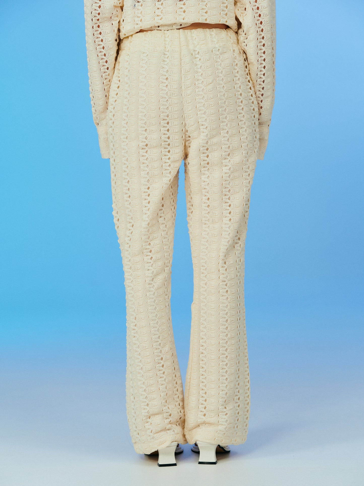 Seersucker Wavy Pants, Almond milk