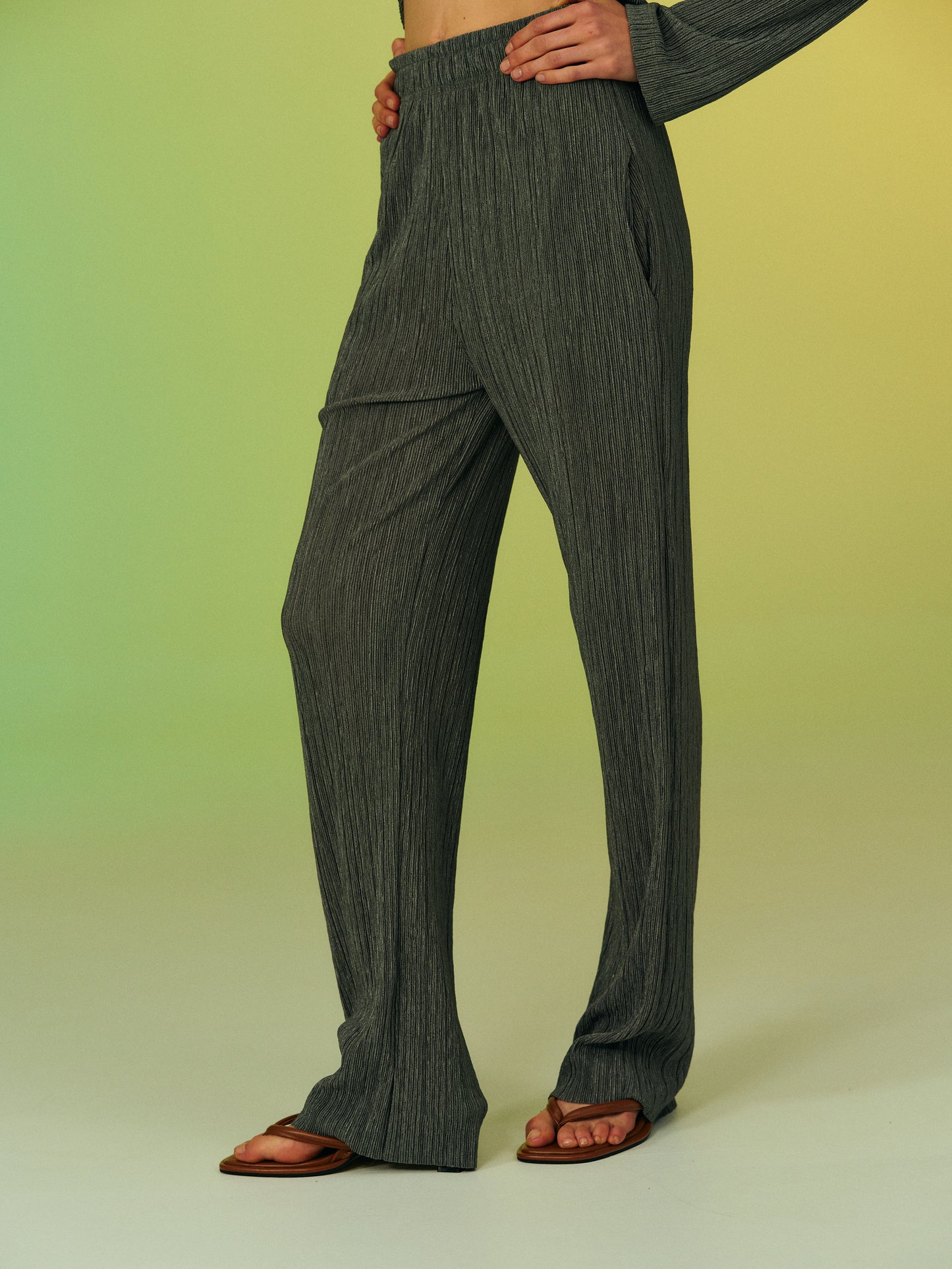 Plissé Pants, Pine