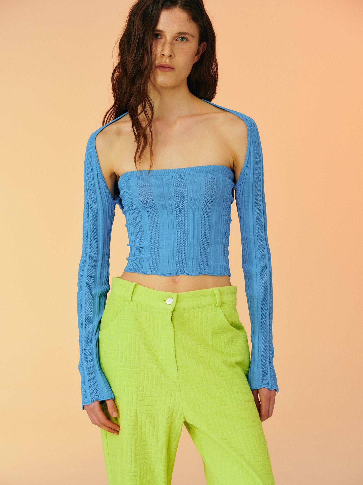 Pleated Shrug Knit Set, Ultramarine