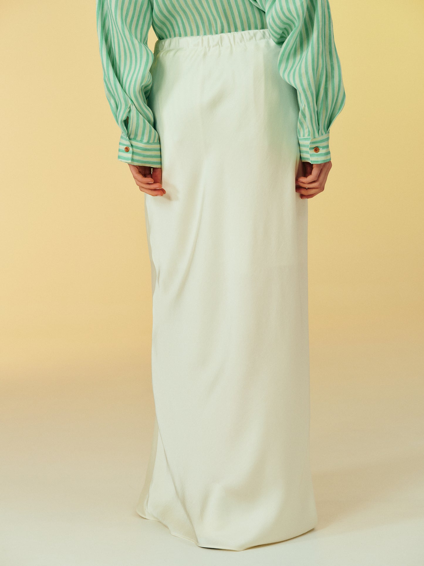 Satin Maxi Skirt, Cream