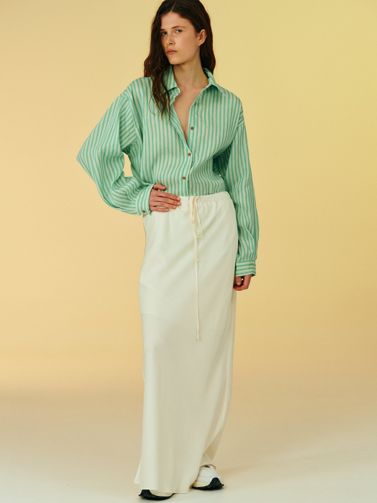 Satin Maxi Skirt, Cream