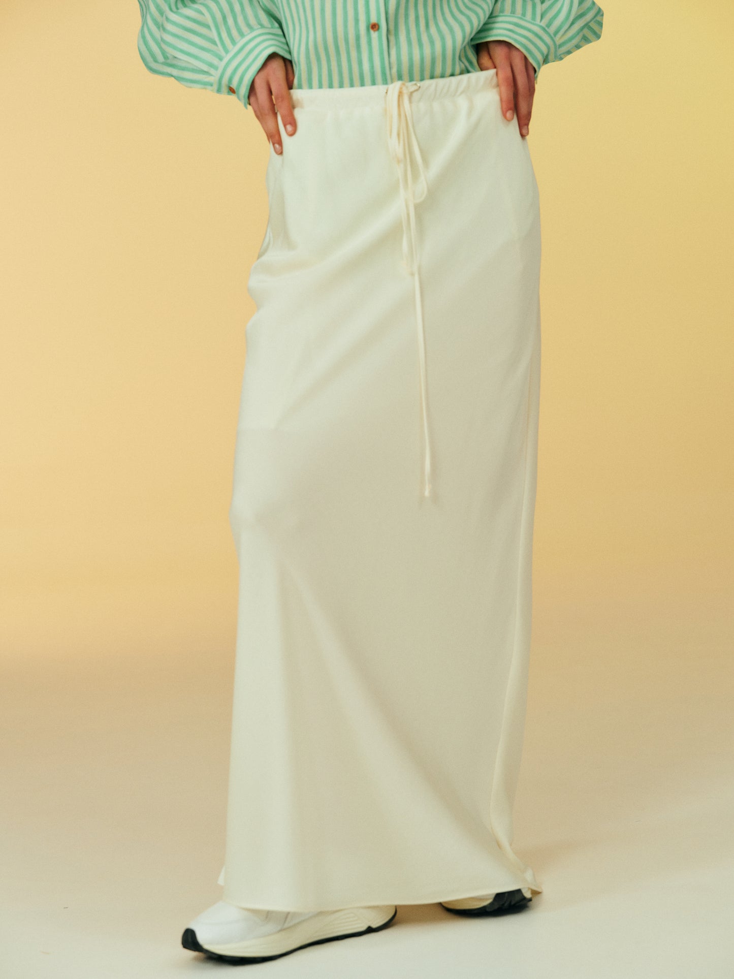 Satin Maxi Skirt, Cream