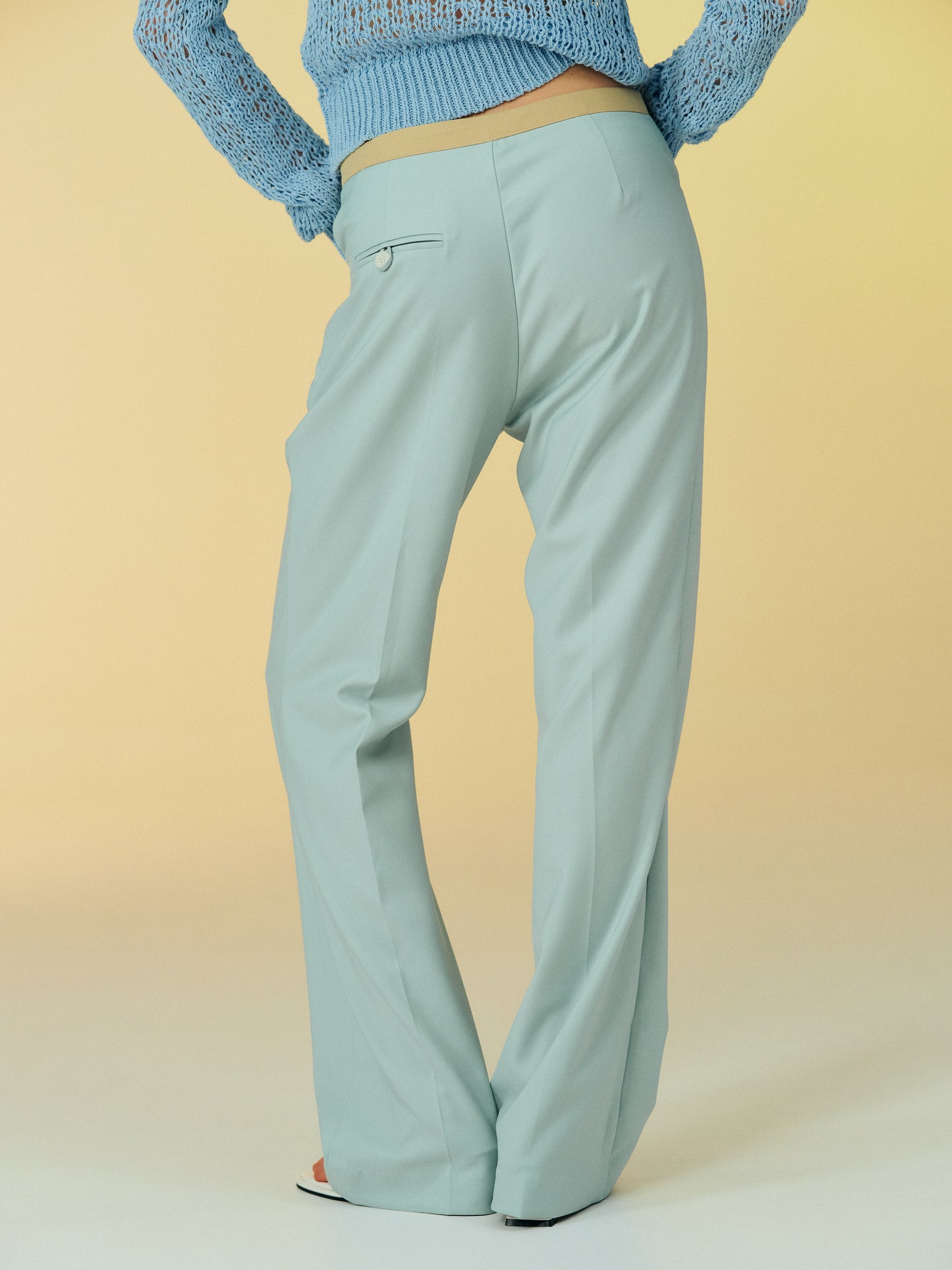Contrast Waistband Trousers, Spring Mint