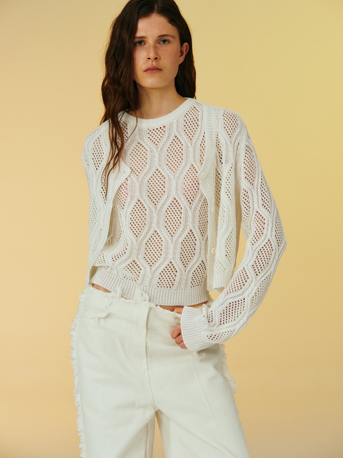 Marquise Knit Cardigan, White