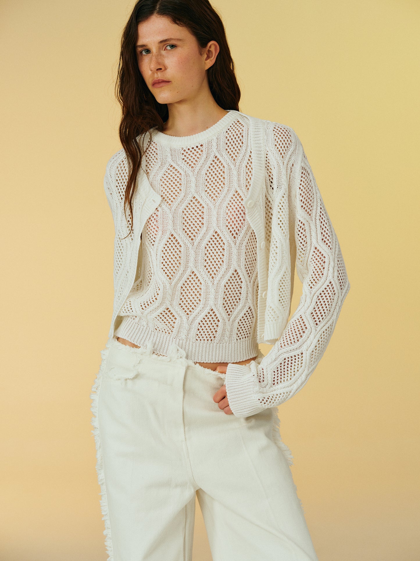 Marquise Knit Cardigan, White