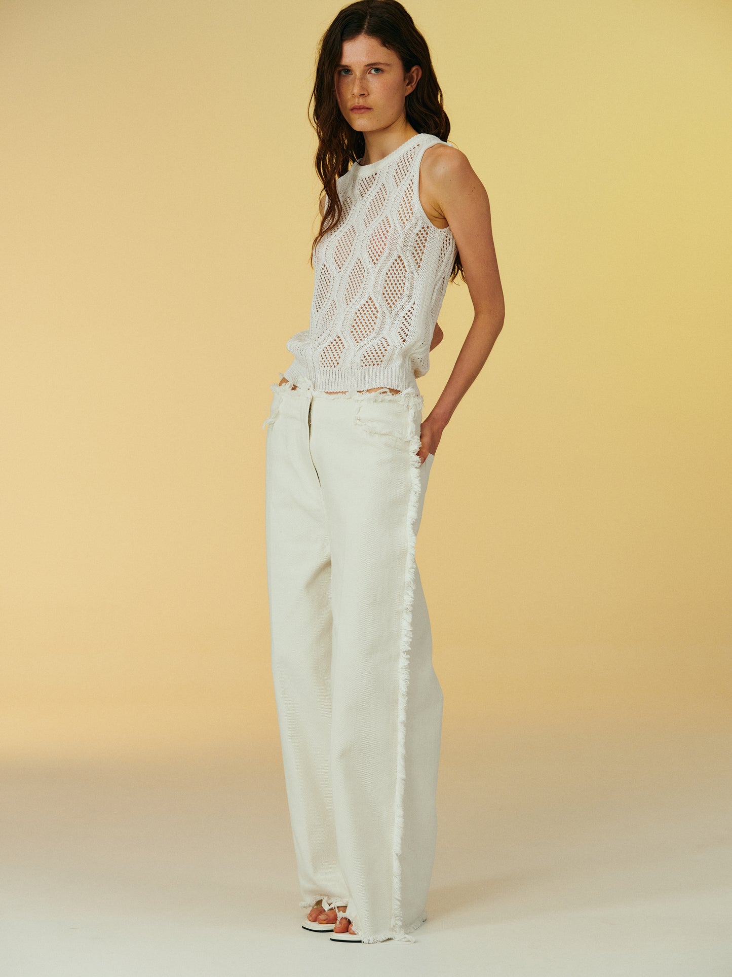 Marquise Knit Tank, White