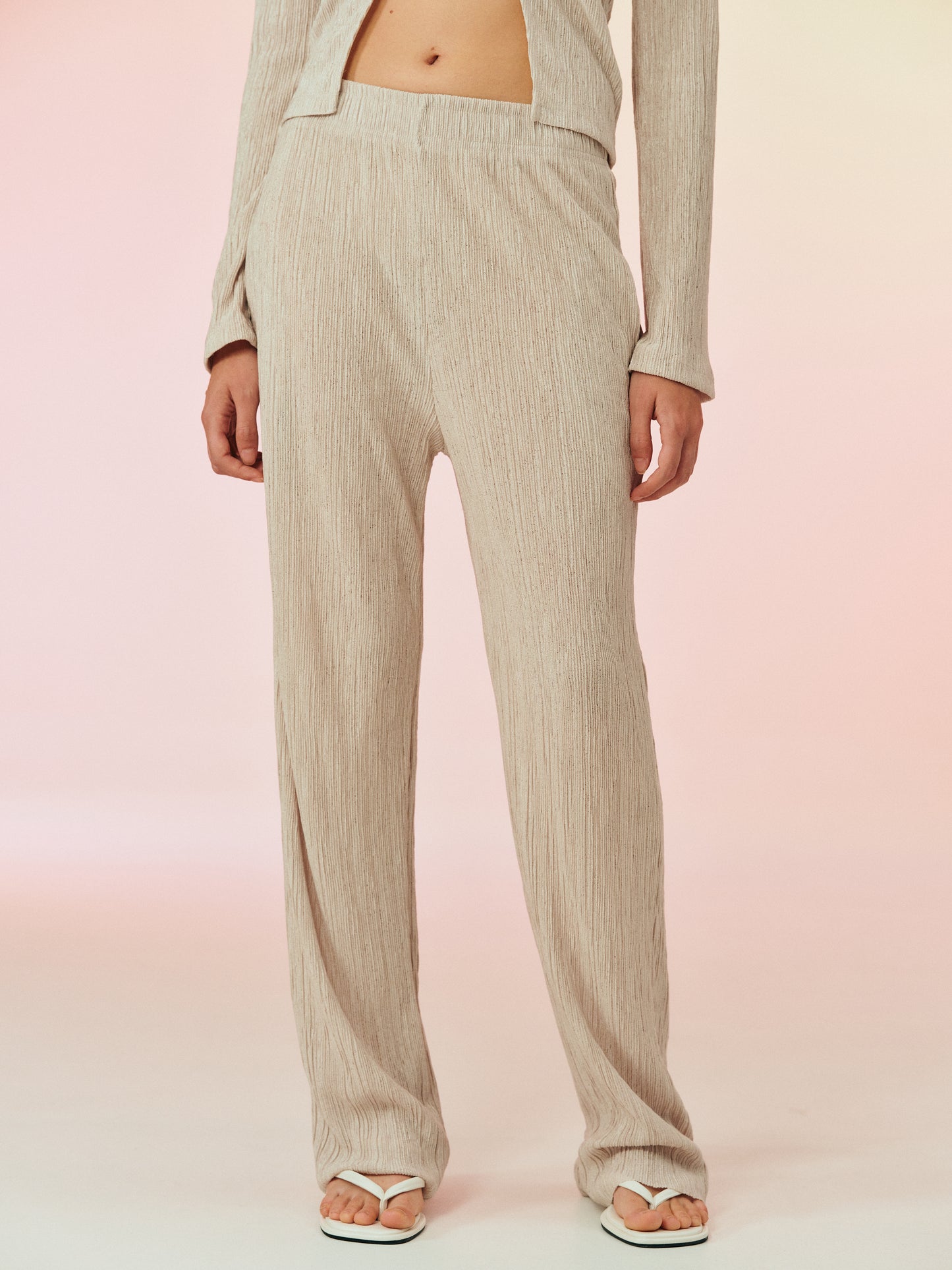 Plissé Pants, Taupe