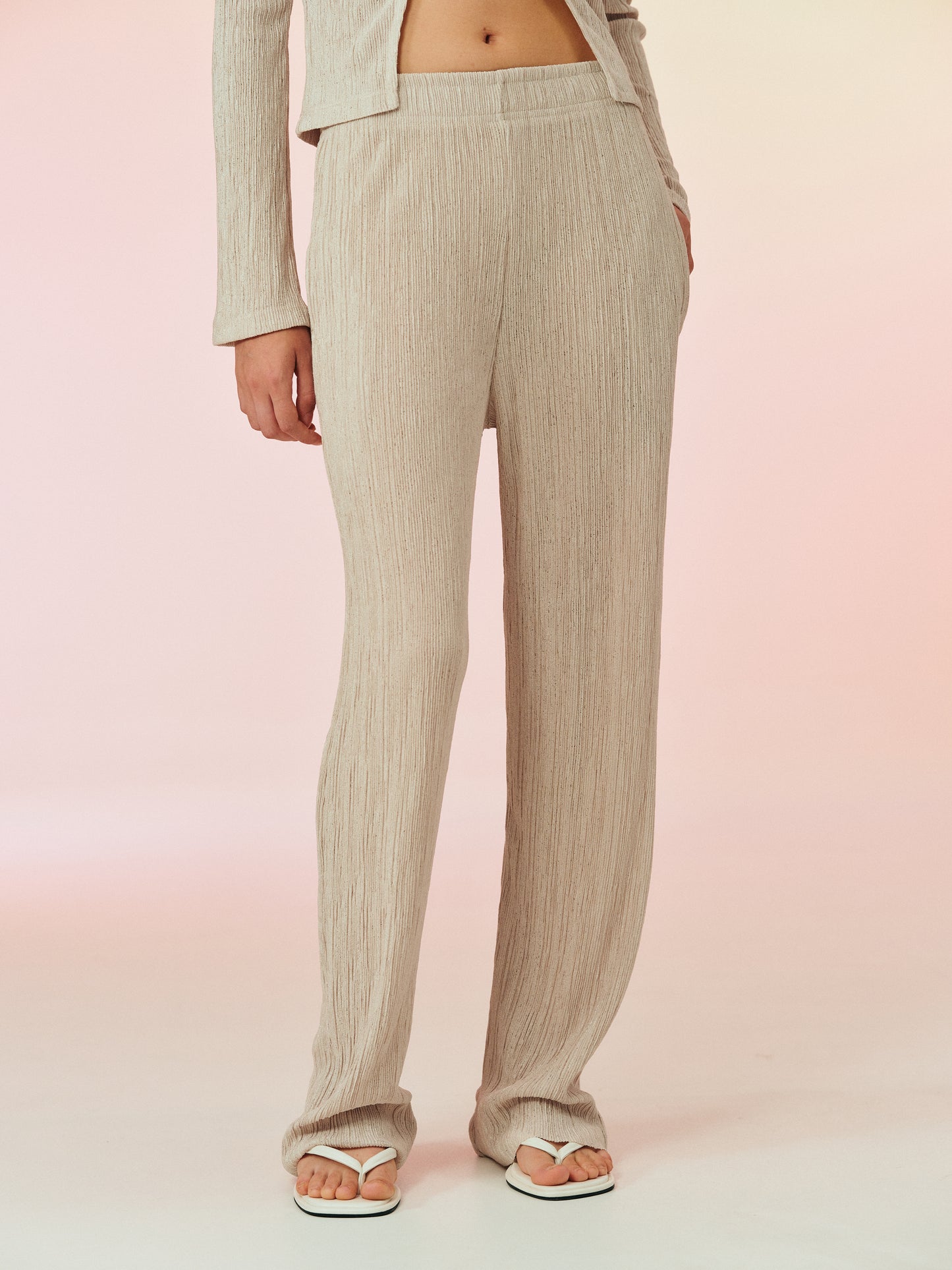 Plissé Pants, Taupe