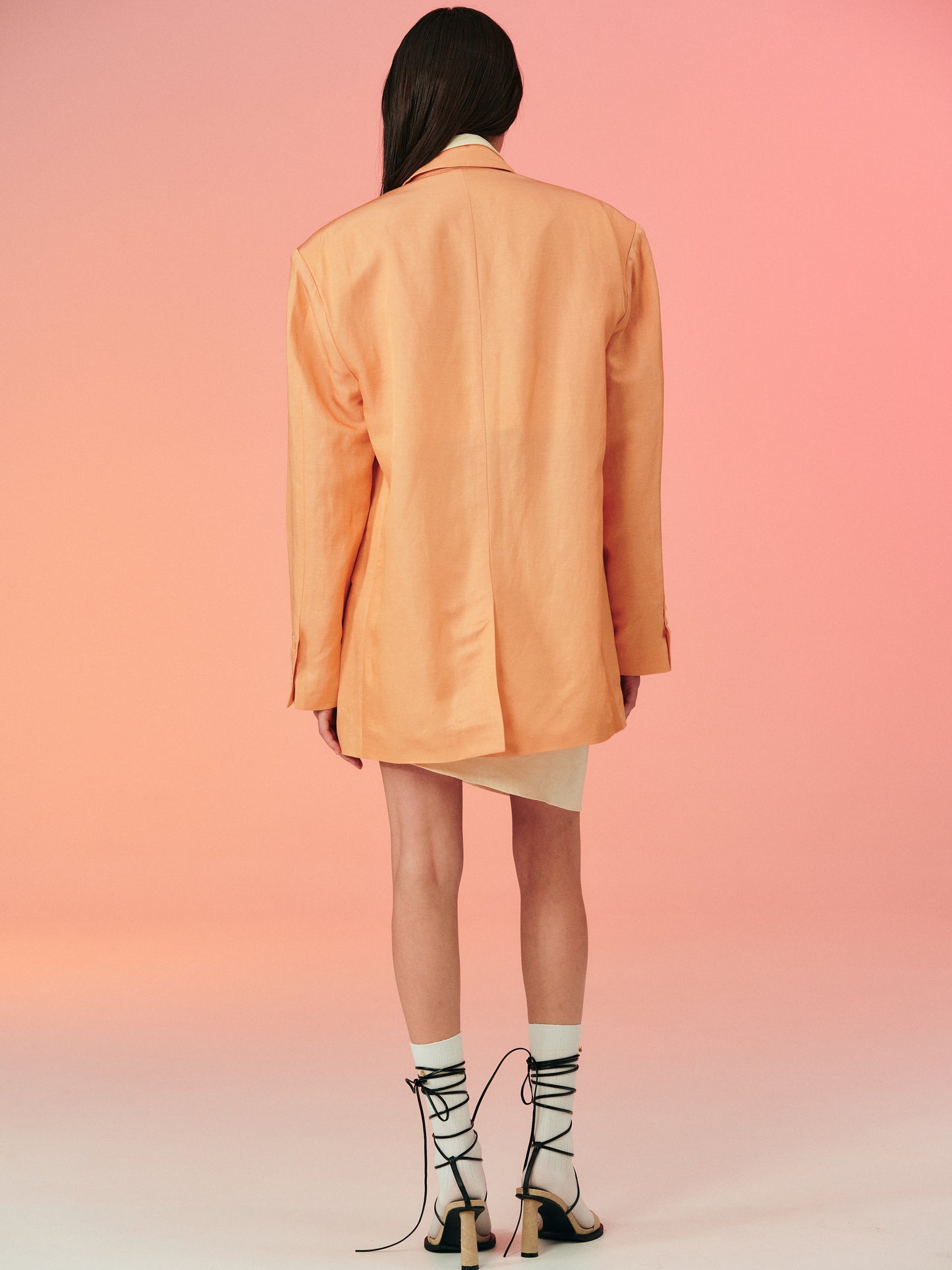 Linen Twill Boyfriend Blazer, Apricot