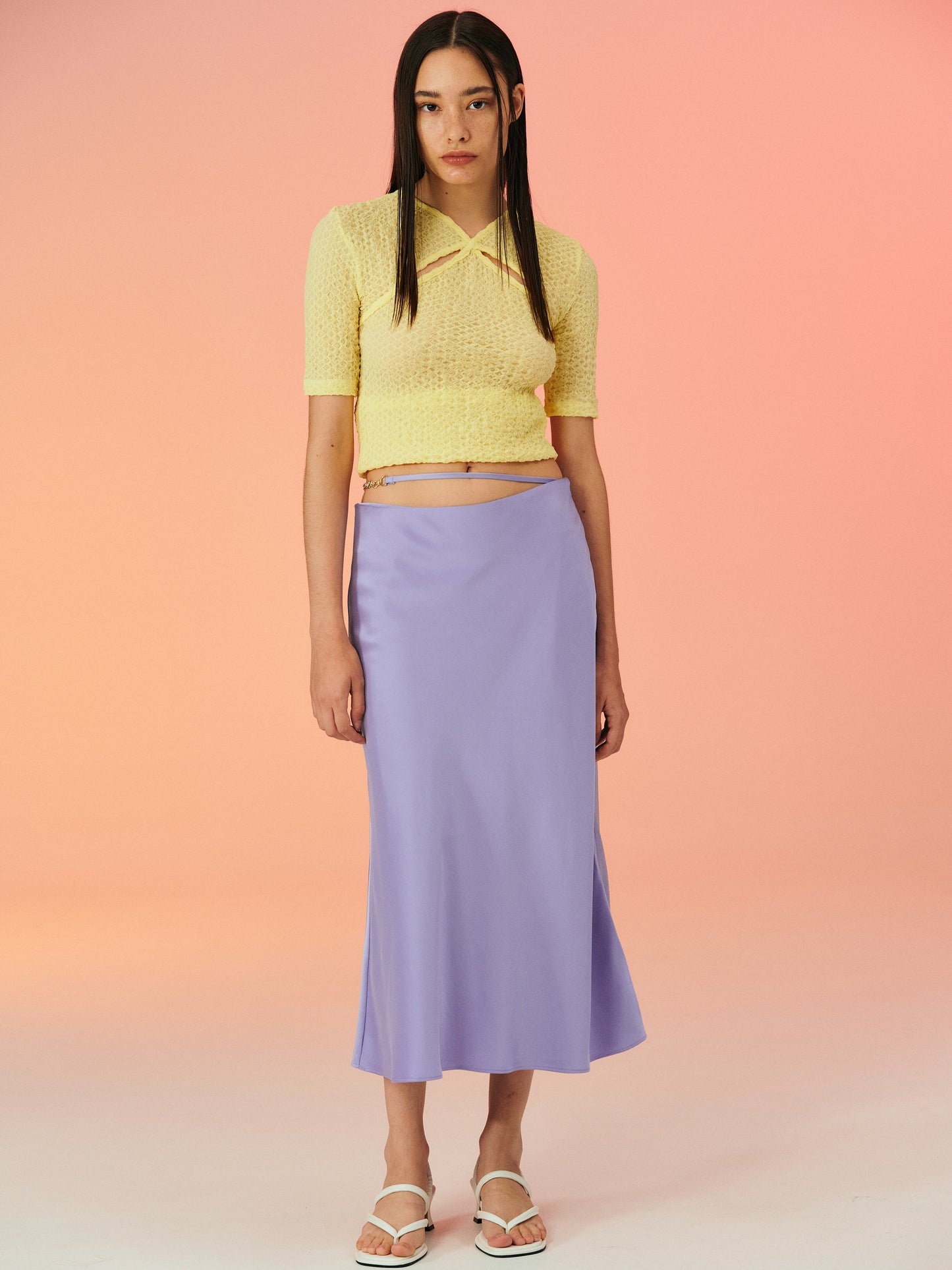 Seersucker Second-Skin Top, Yellow