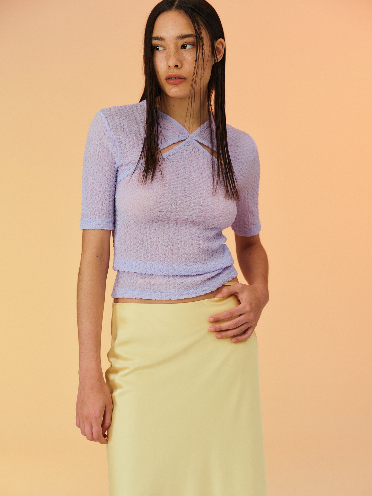 Seersucker Second-Skin Top, Lilac