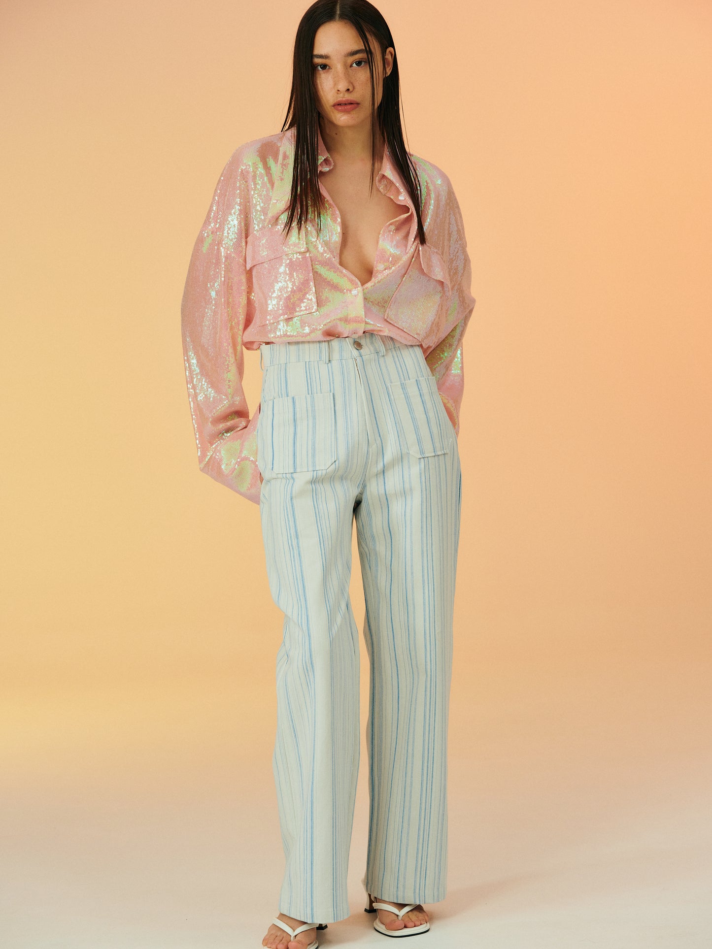 Deauville Stripe Jeans, Light Blue