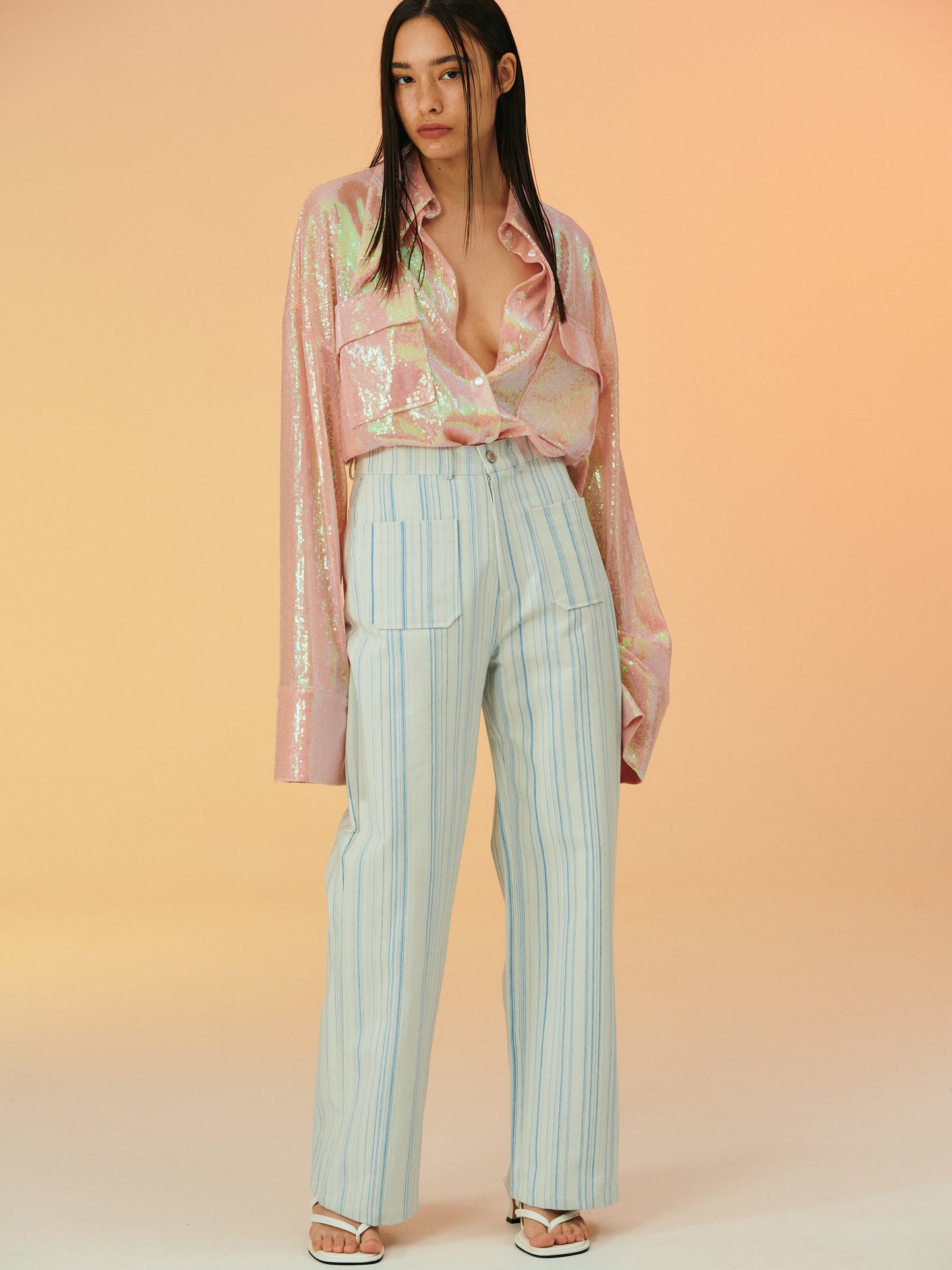 Deauville Stripe Jeans, Light Blue