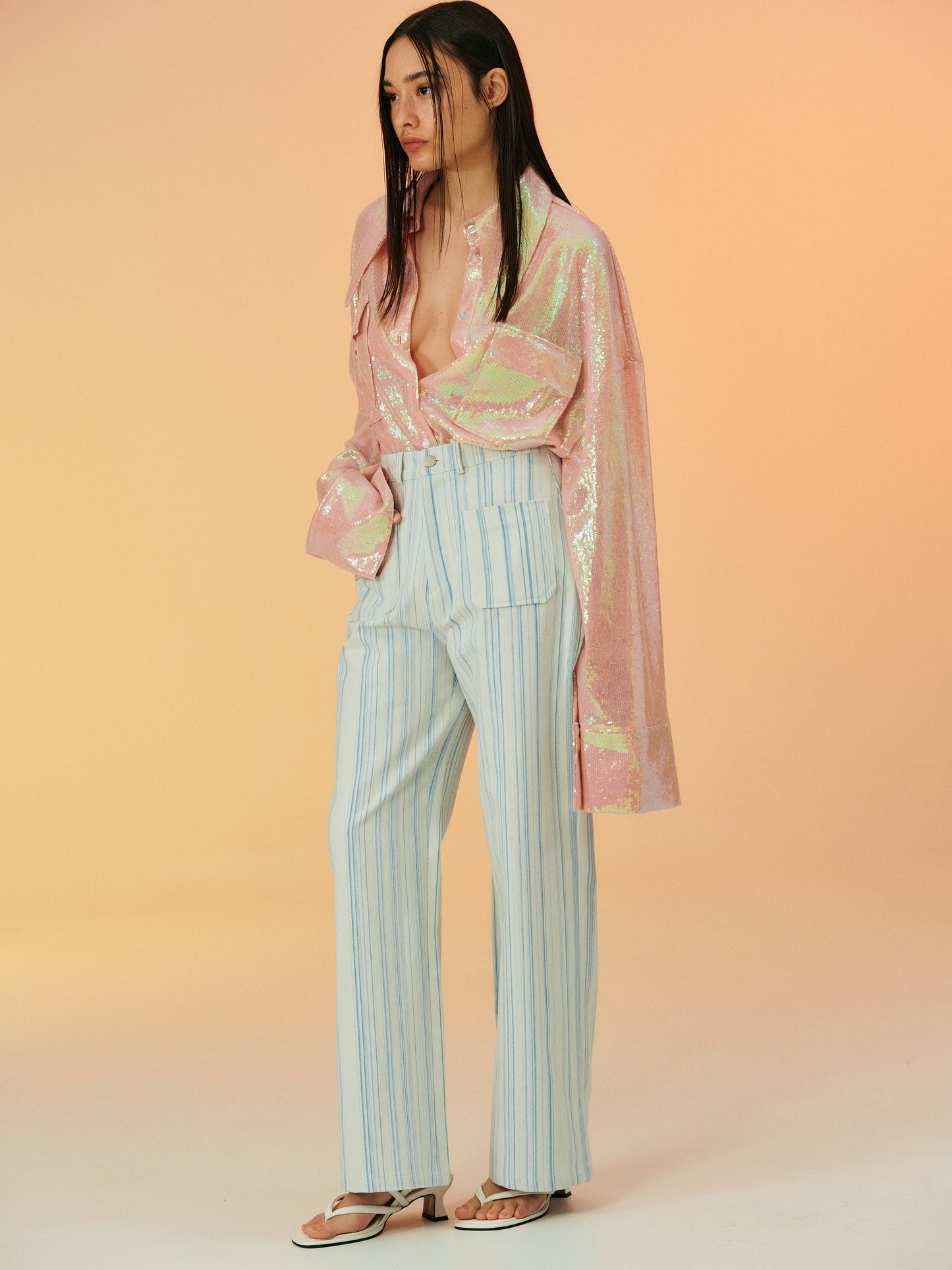 Deauville Stripe Jeans, Light Blue