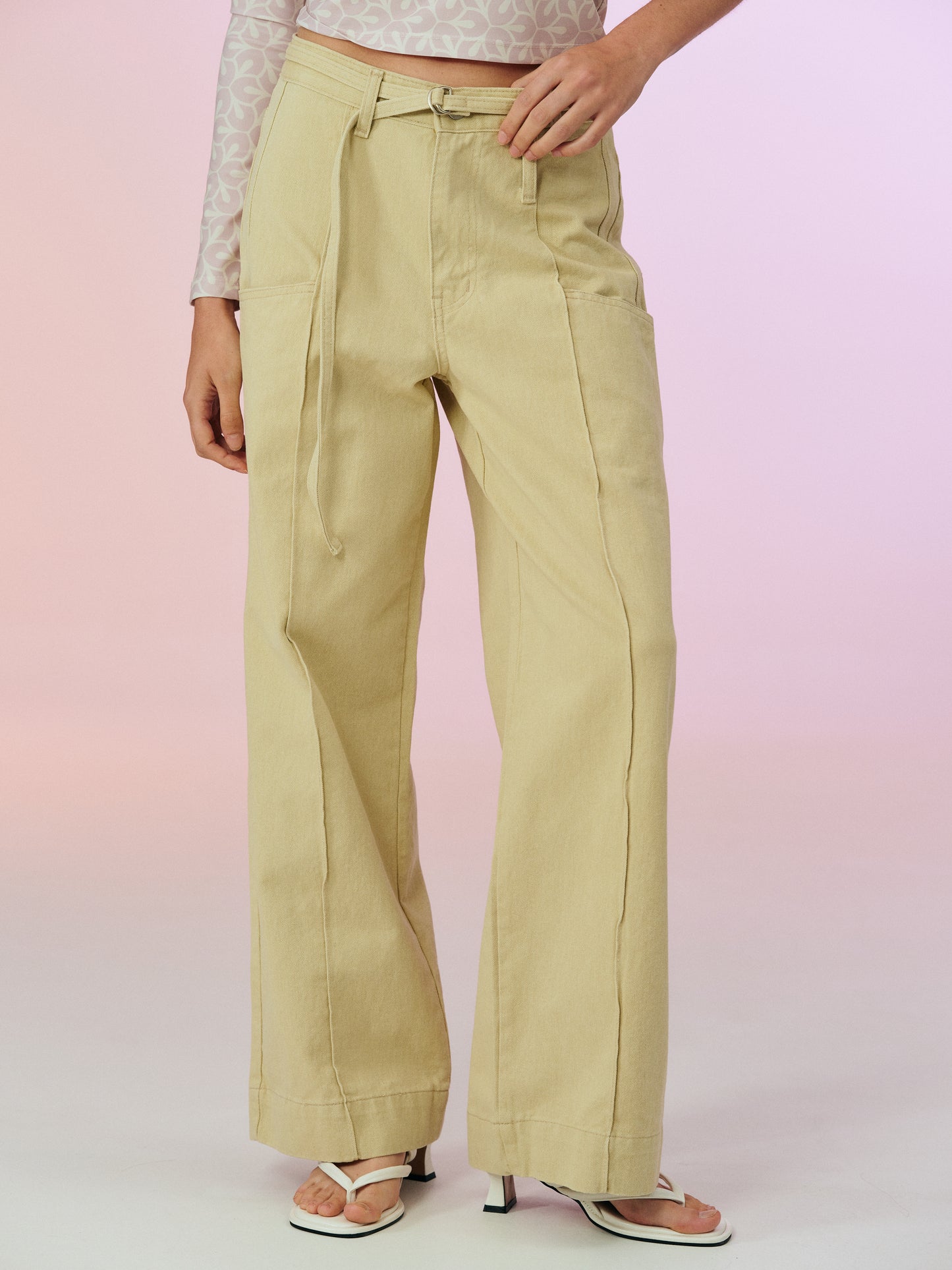 Low Pocket Cotton Jeans, Vanilla