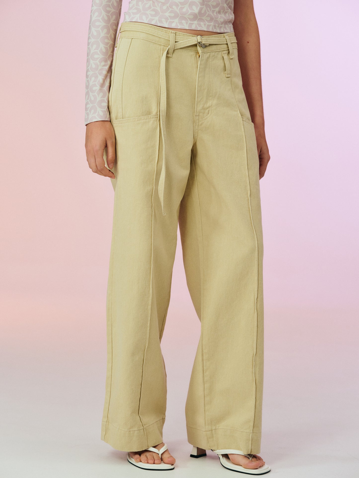 Low Pocket Cotton Jeans, Vanilla