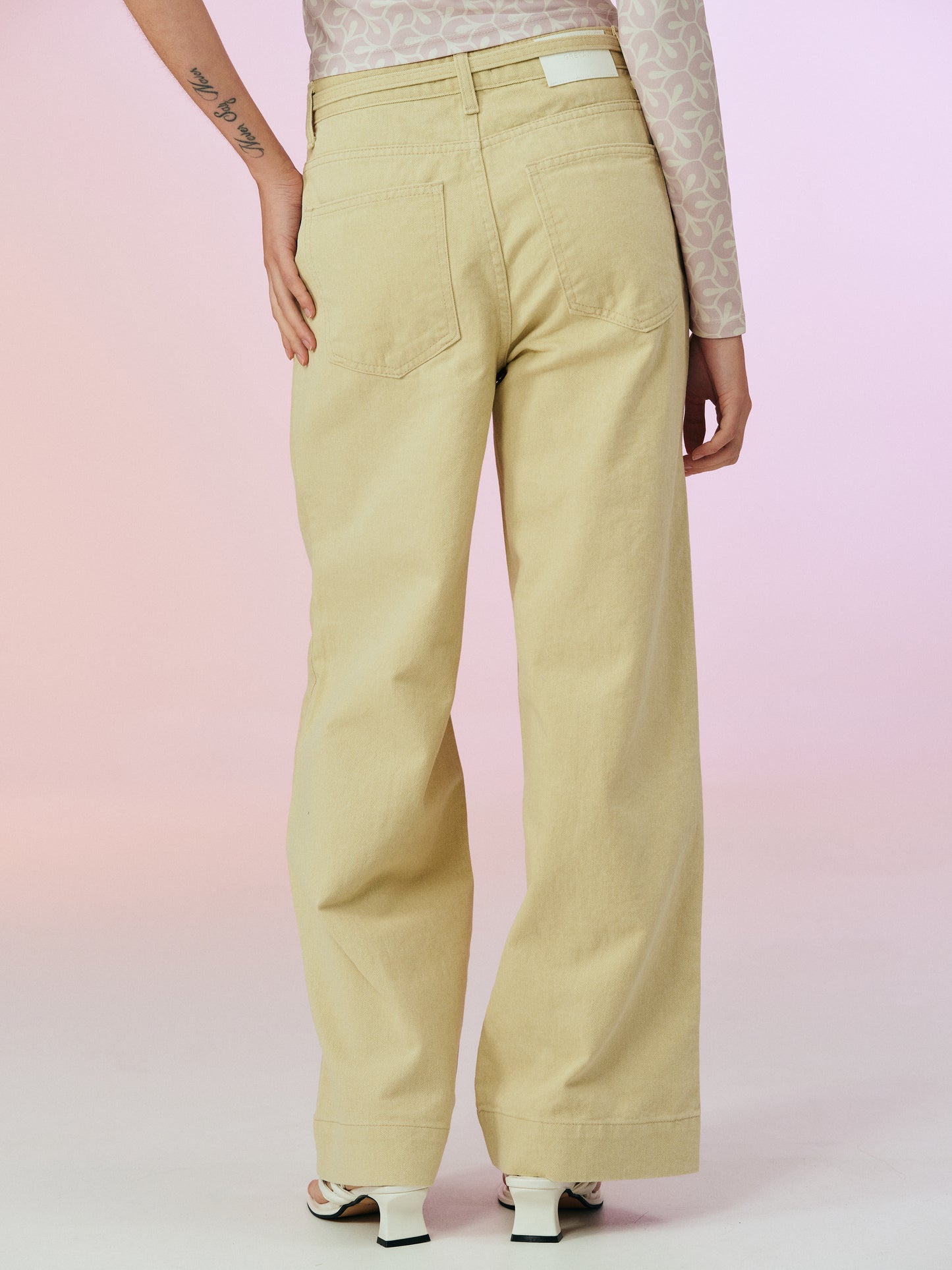 Low Pocket Cotton Jeans, Vanilla