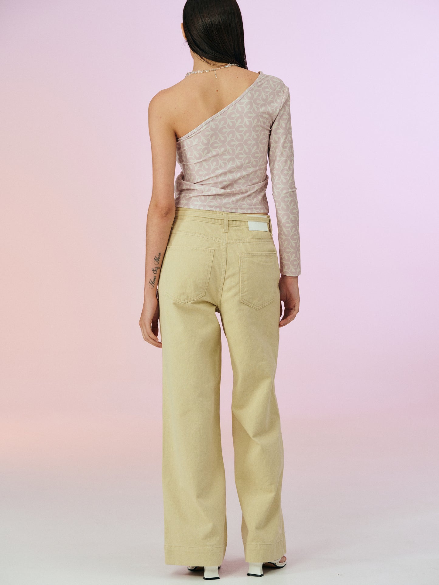 Low Pocket Cotton Jeans, Vanilla