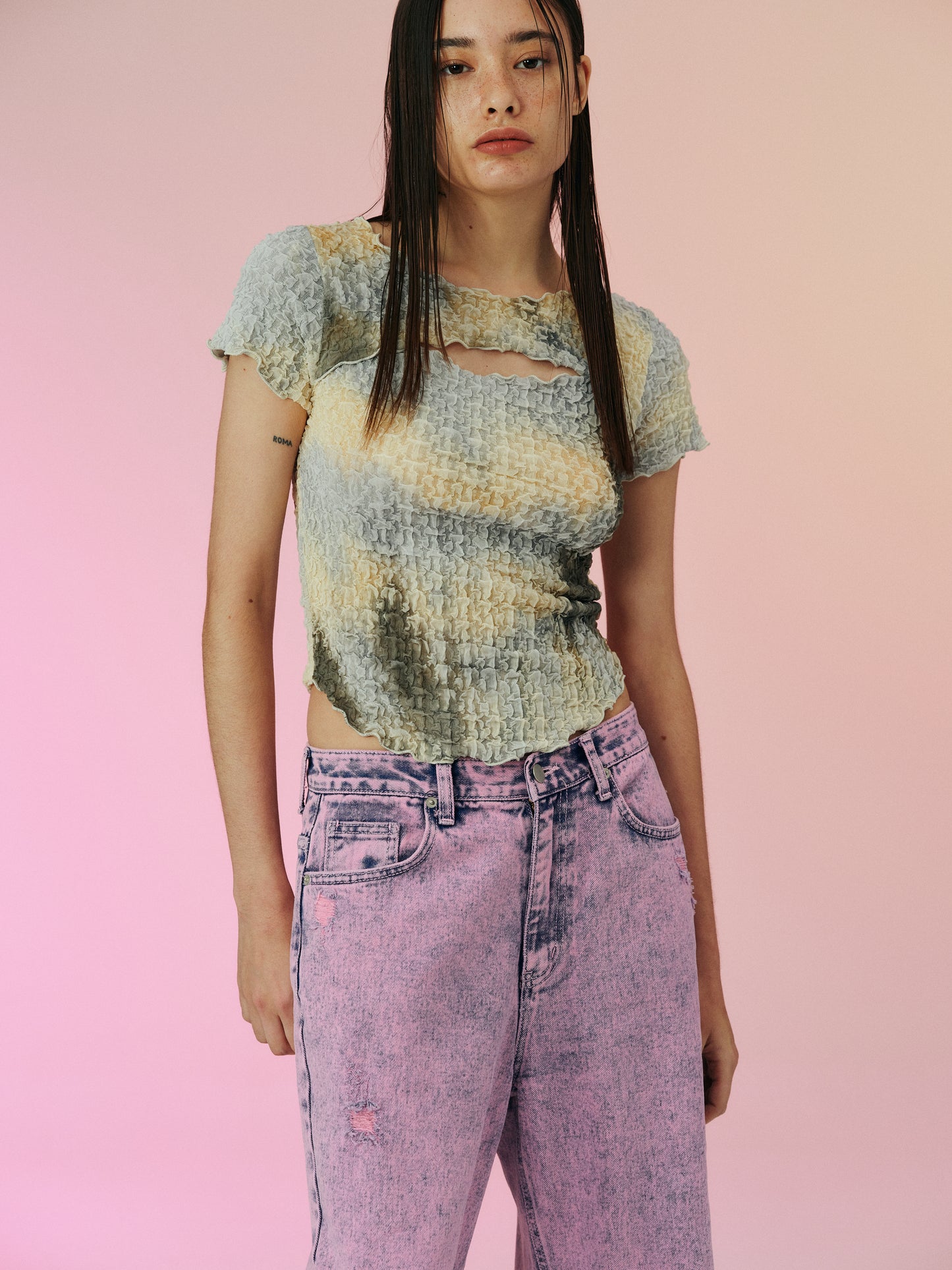 Tie-Dye Textured Top, Earthy