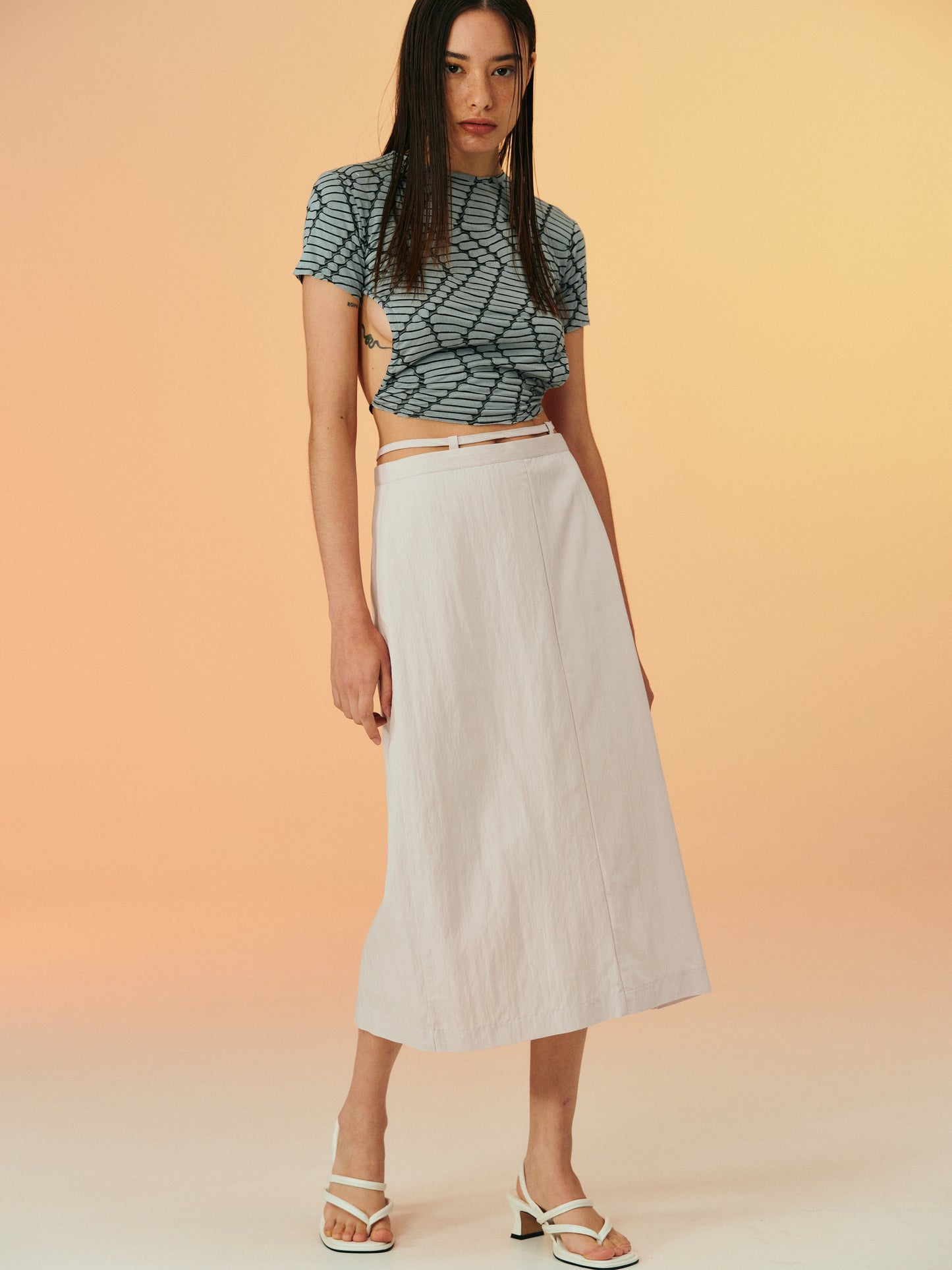 Chenille Open Back Tee, Stone