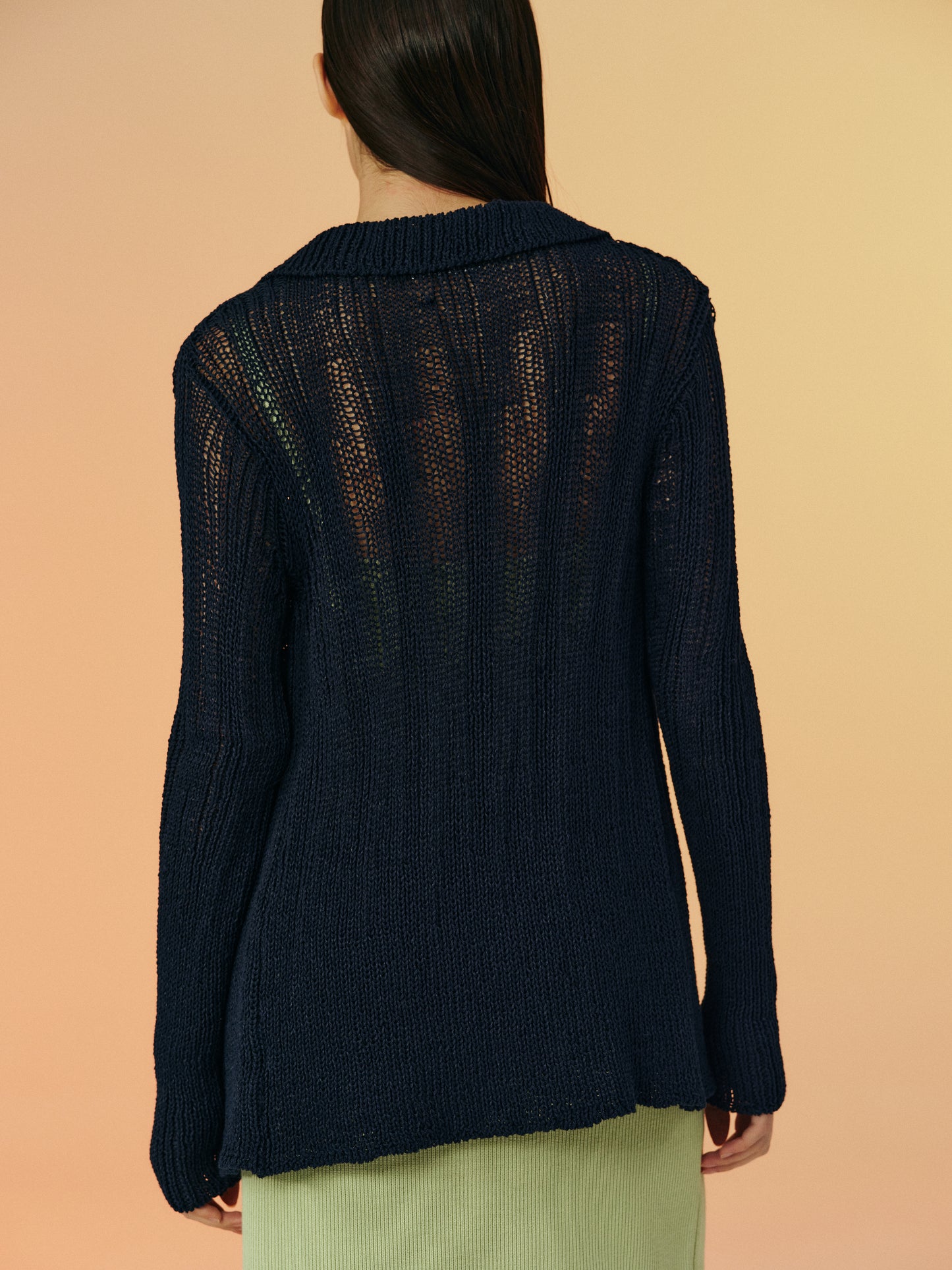 One Button Open Knit Cardigan, Dark Navy