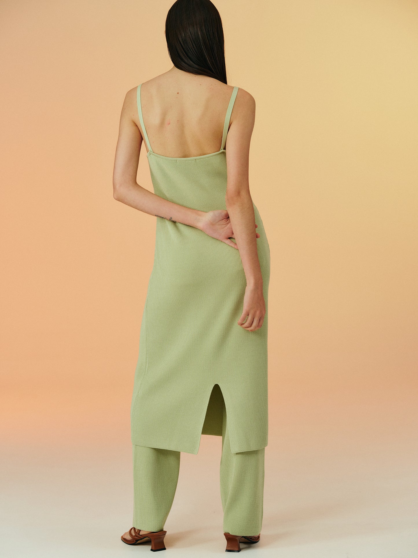 Rib Knit Slip-On Dress, Avocado