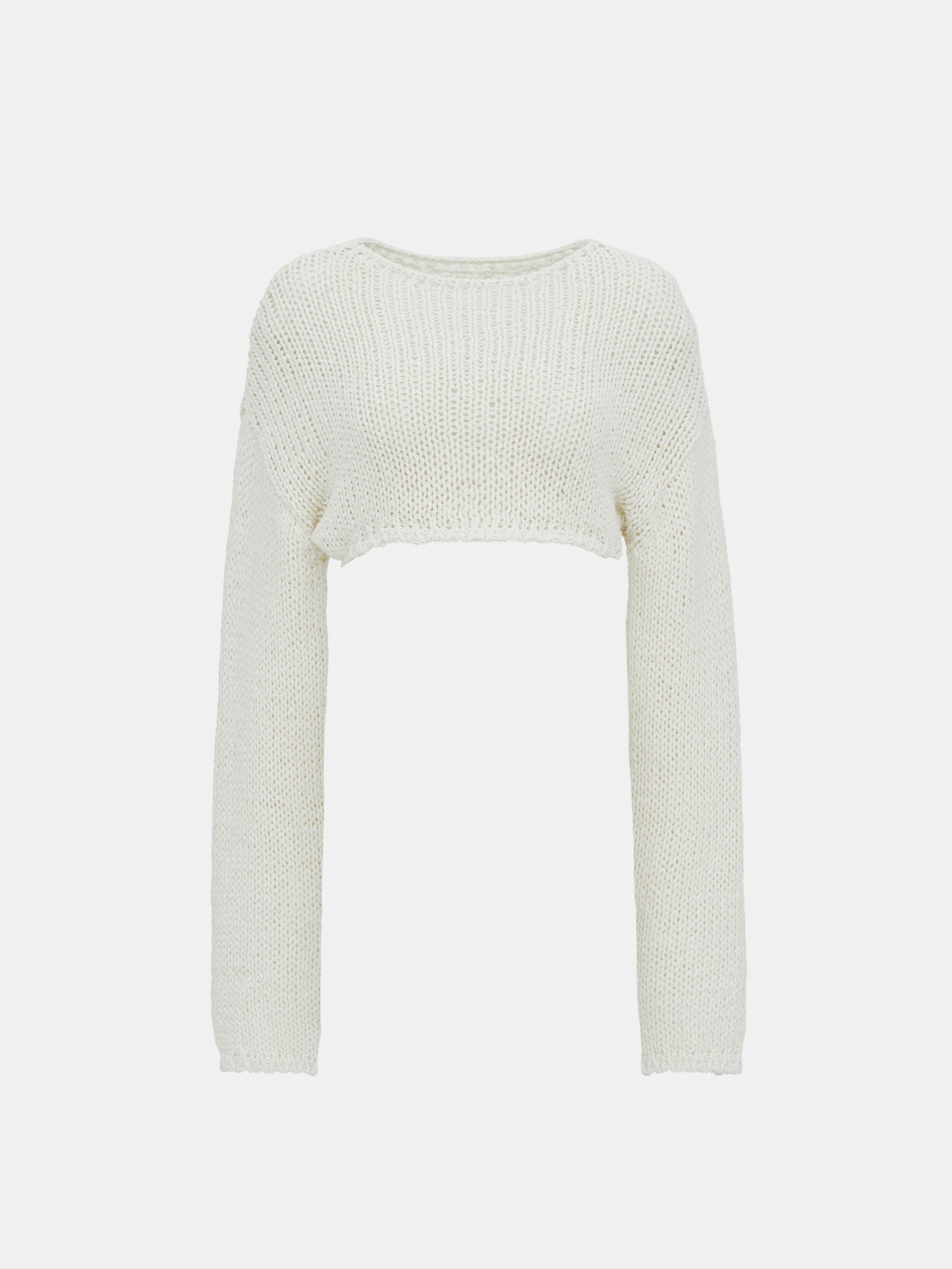 Crop Crochet Knit, Light Beige