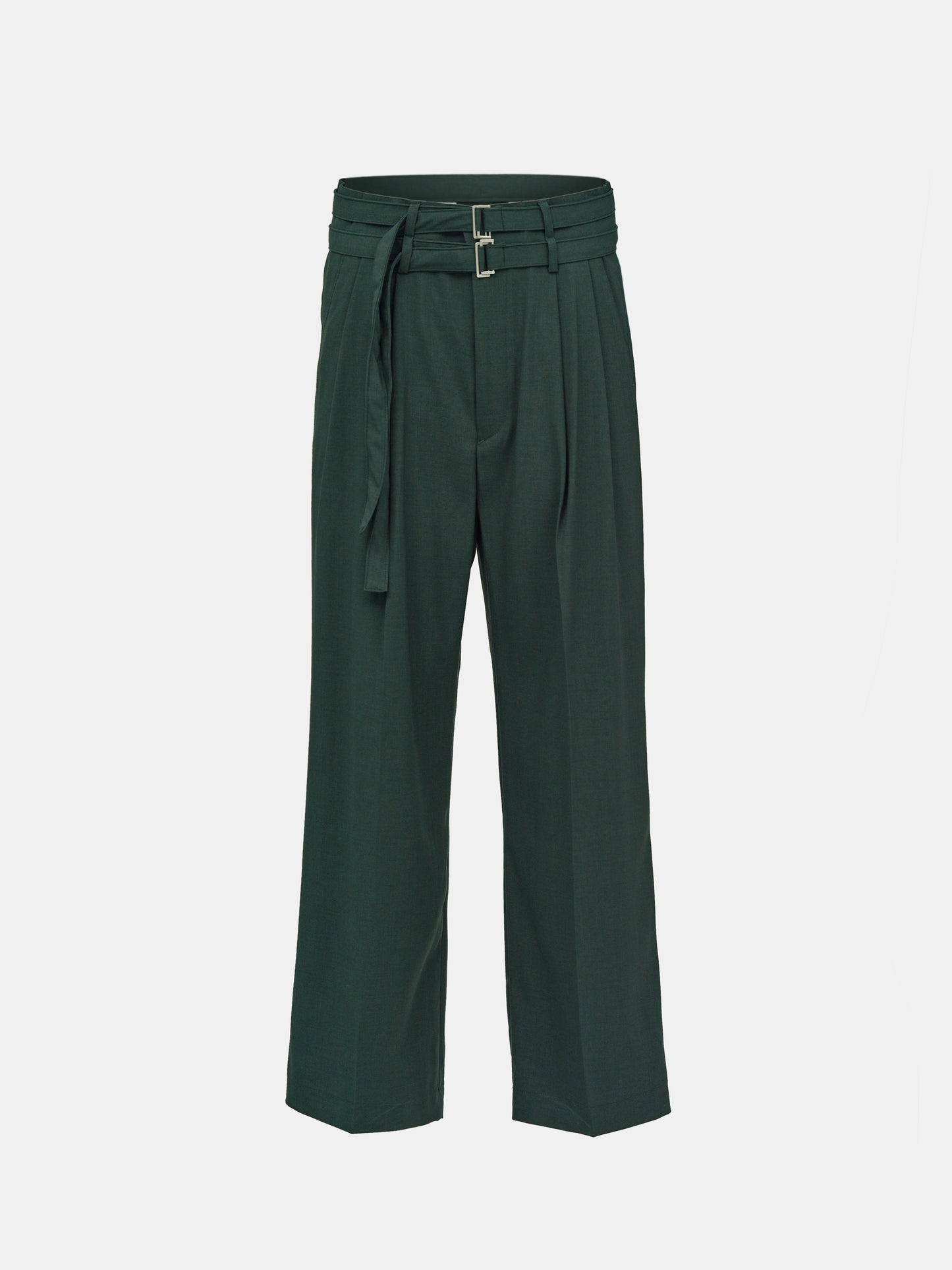 Double Belted Wide Trousers, Peale Green