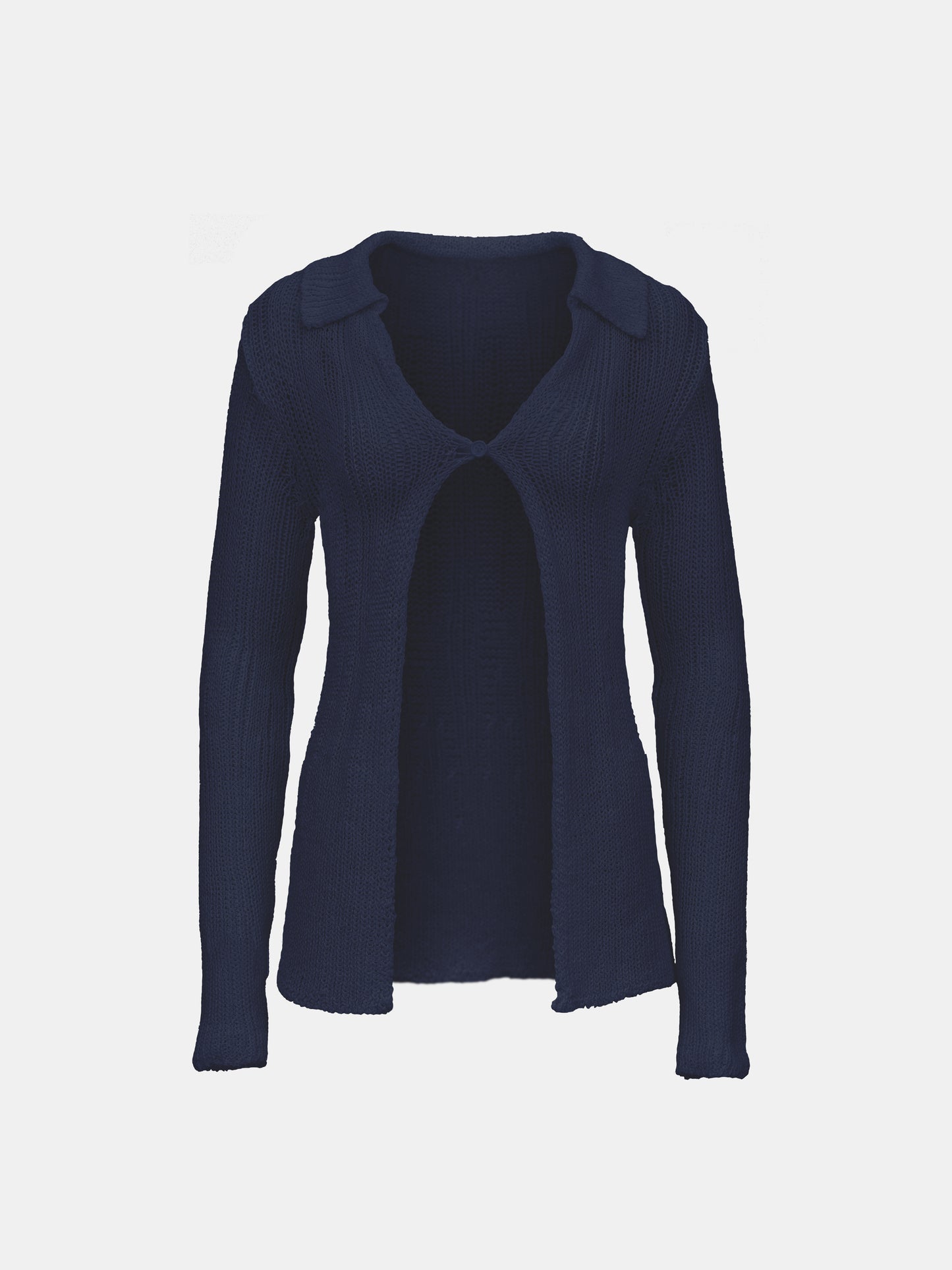 One Button Open Knit Cardigan, Dark Navy