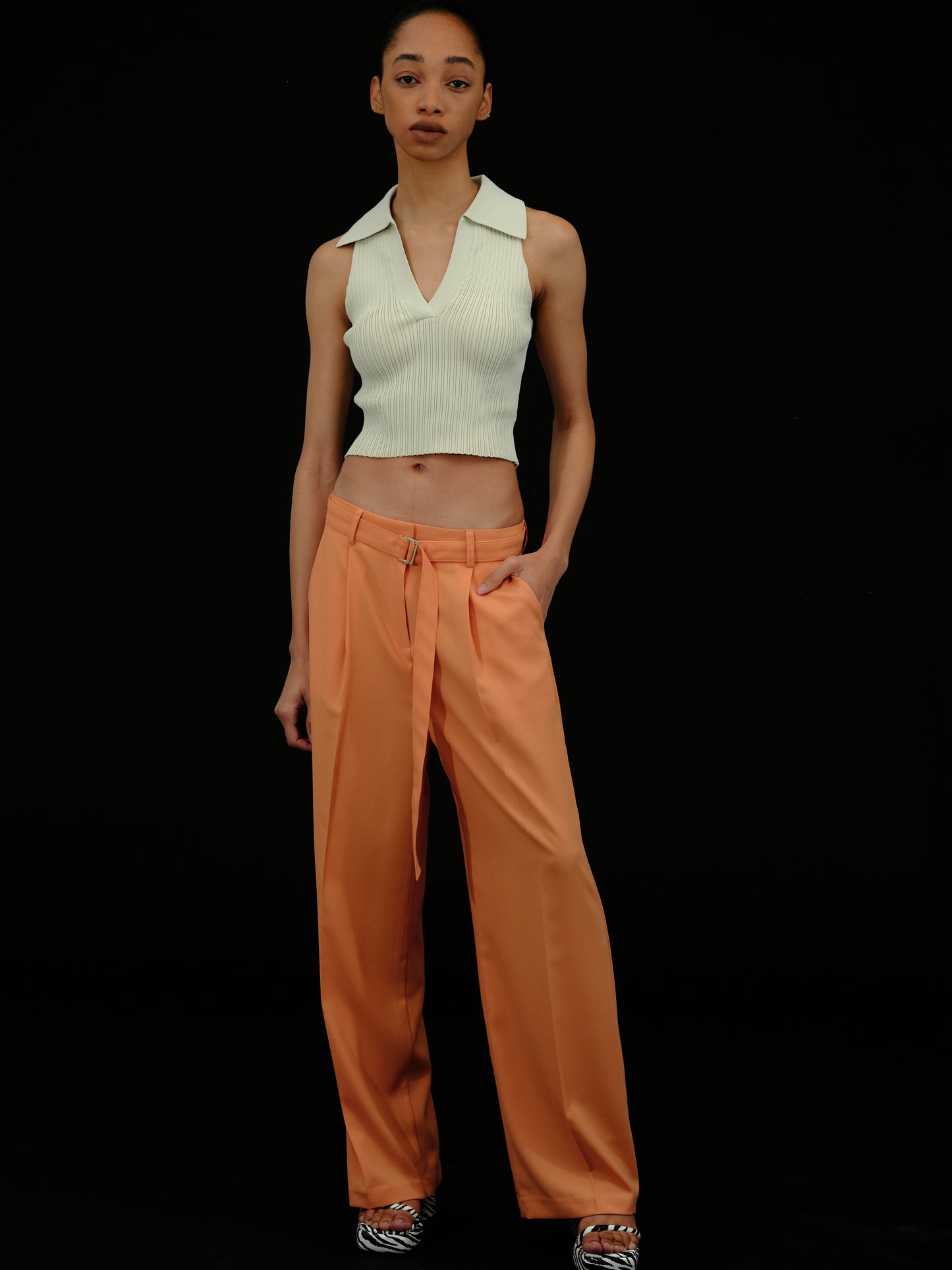 Fluid Belted Trousers, Orangina