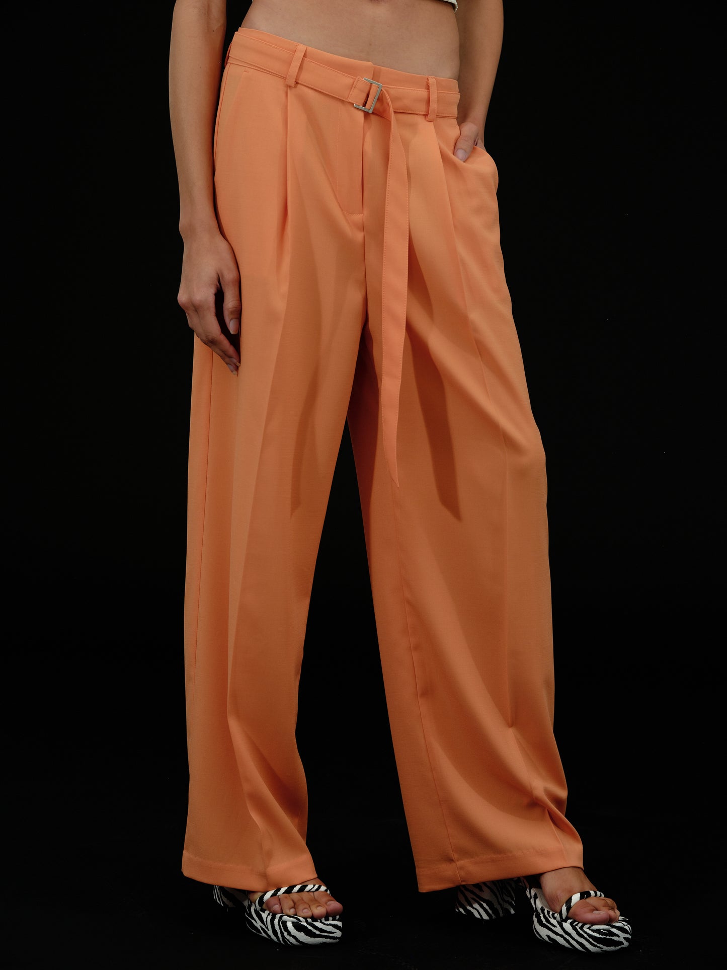 Fluid Belted Trousers, Orangina