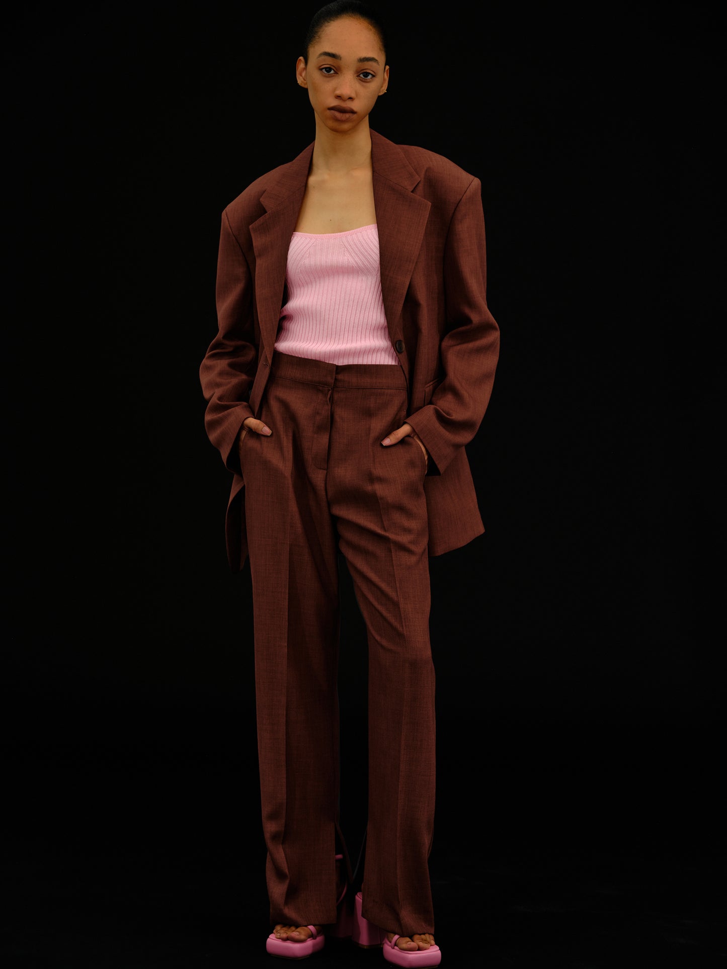 Boy Slit Trousers, Aubergine